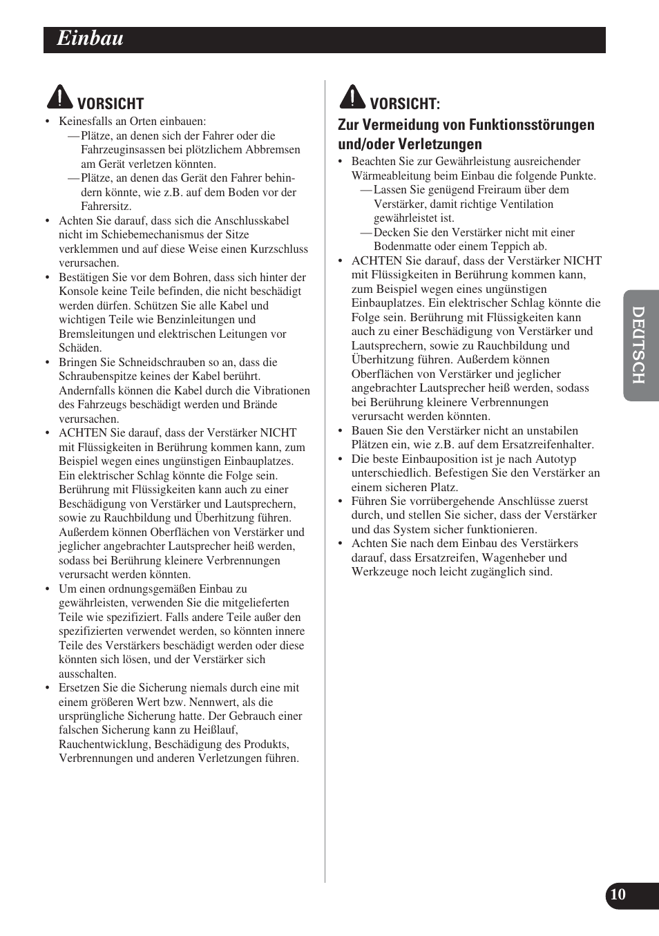 Einbau | Pioneer GM-D8400M User Manual | Page 35 / 86