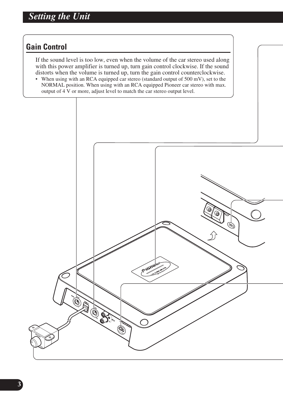 Setting the unit, Gain control | Pioneer GM-D8400M User Manual | Page 4 / 86