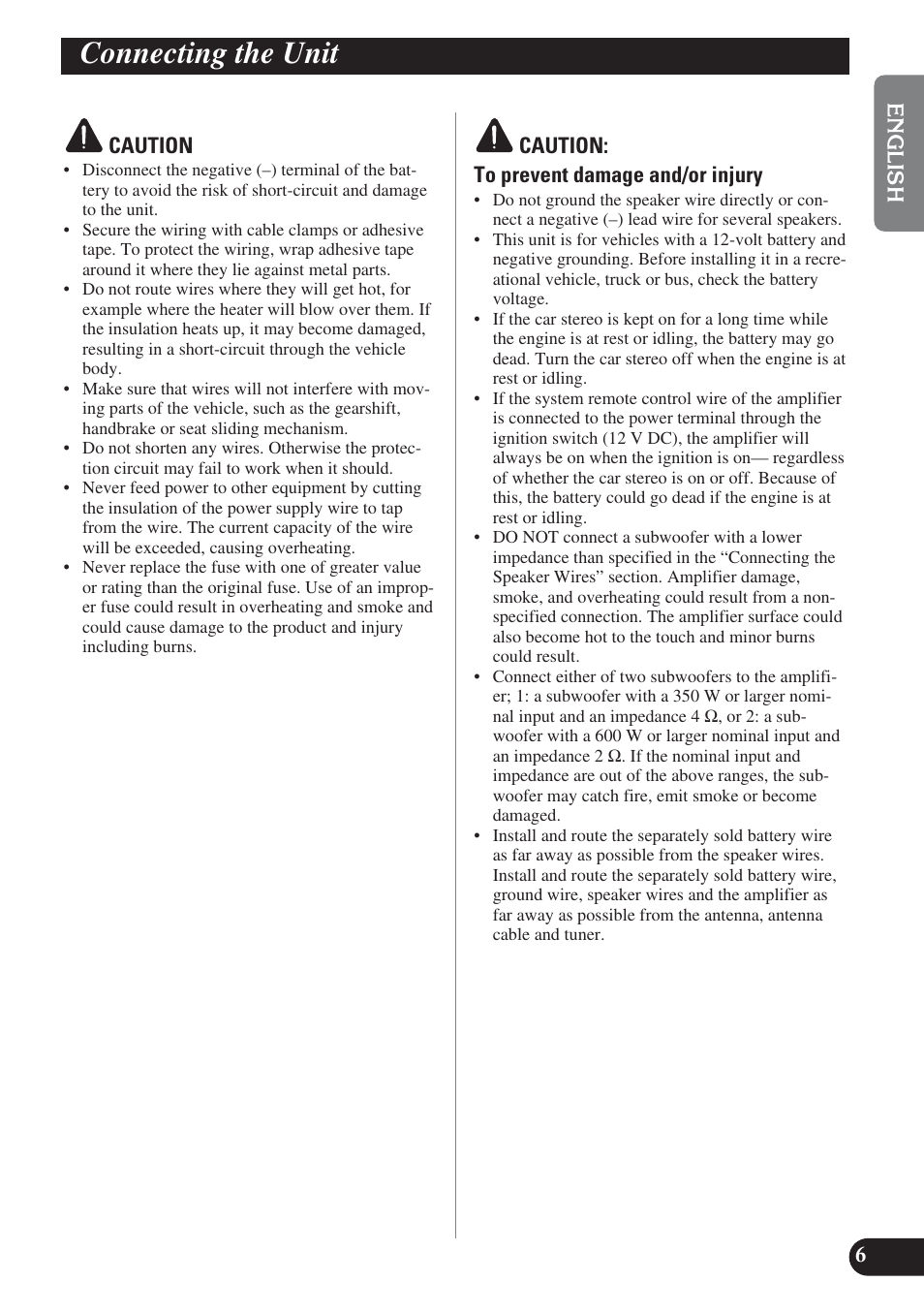 Connecting the unit | Pioneer GM-D8400M User Manual | Page 7 / 86