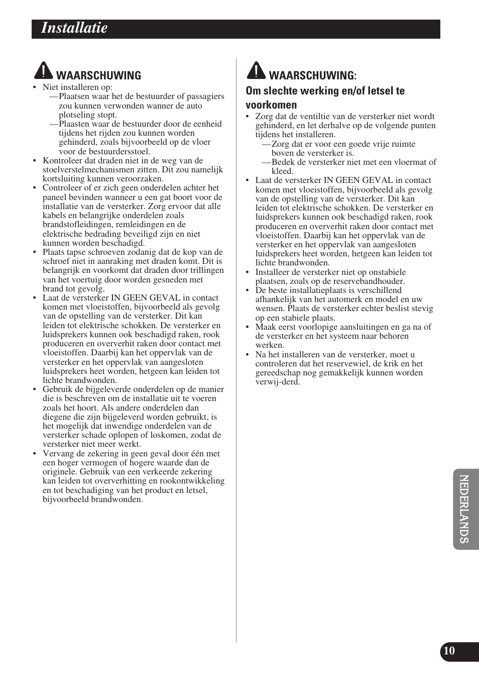 Installatie | Pioneer GM-D8400M User Manual | Page 71 / 86