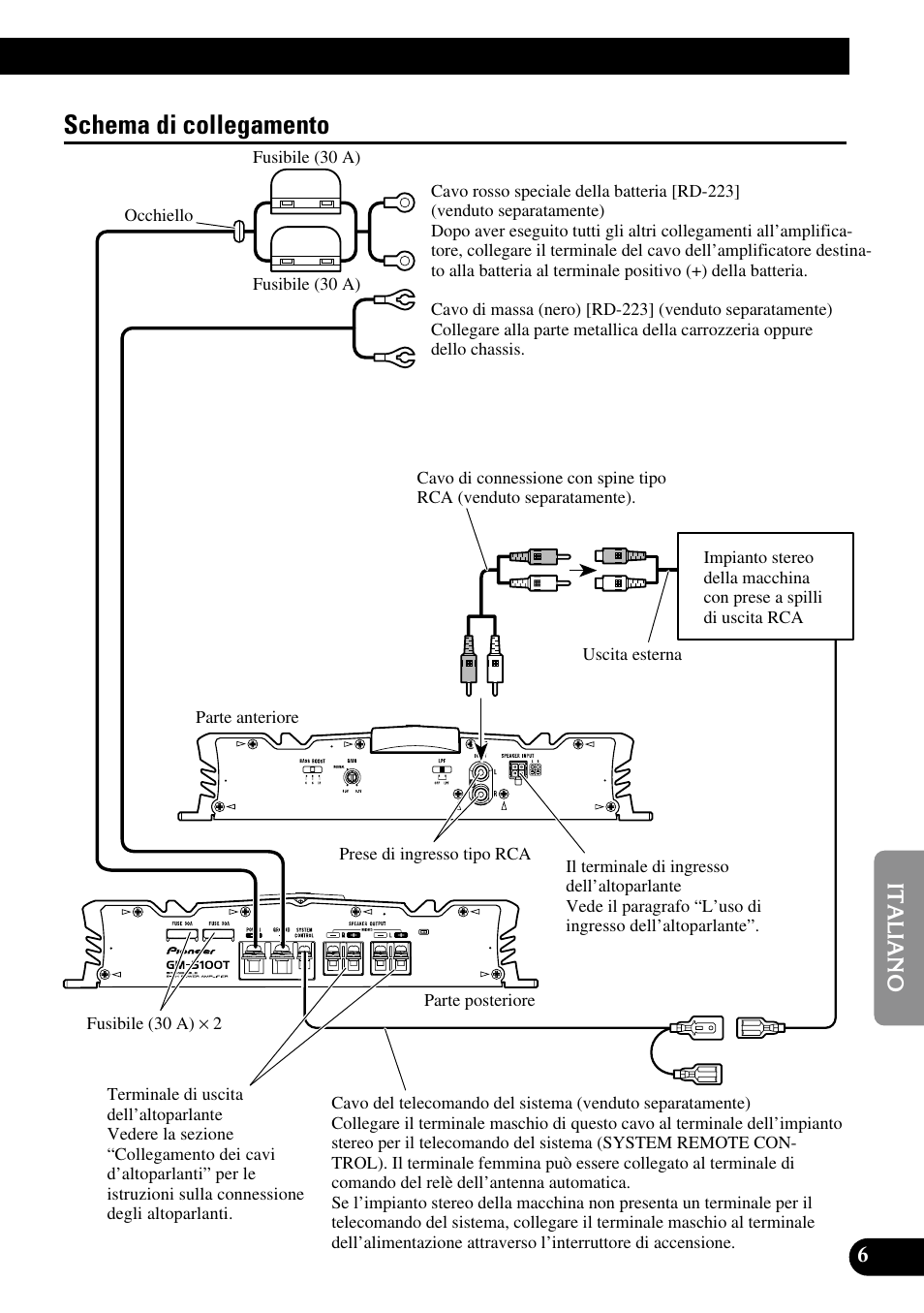 Schema di collegamento | Pioneer GM-5100T User Manual | Page 55 / 73