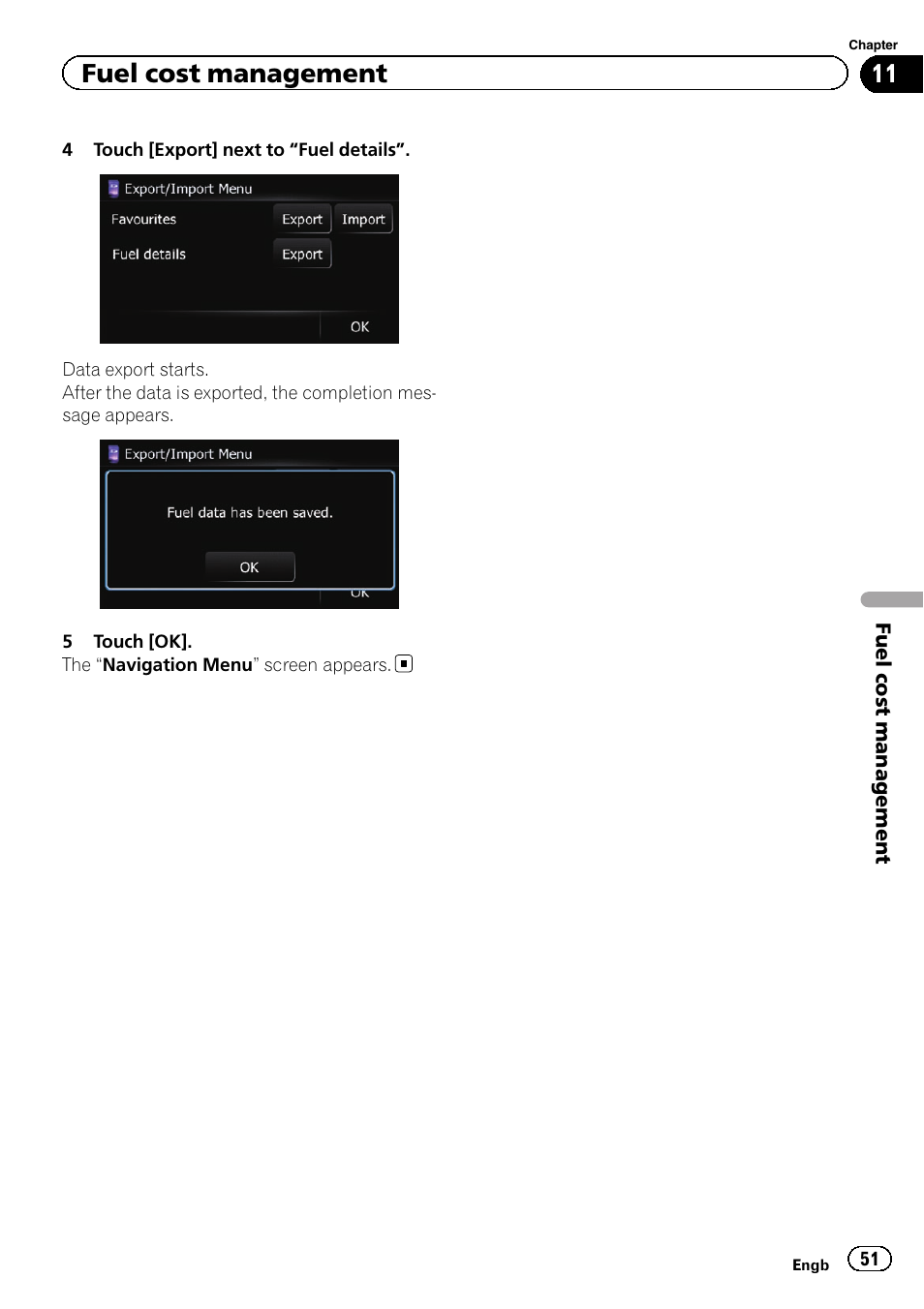 Fuel cost management | Pioneer AVIC-F220 User Manual | Page 51 / 80