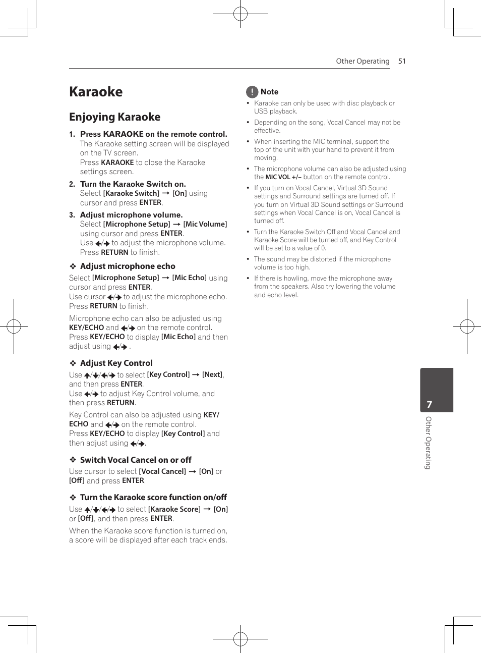 51 karaoke 51, Enjoying karaoke, Karaoke | Pioneer MCS-333 User Manual | Page 51 / 76