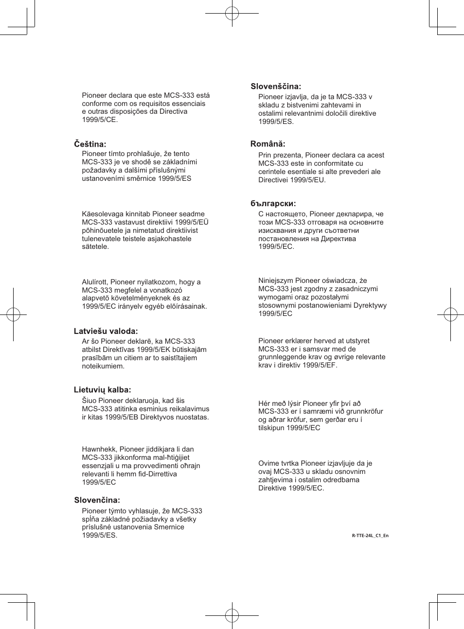 Pioneer MCS-333 User Manual | Page 74 / 76