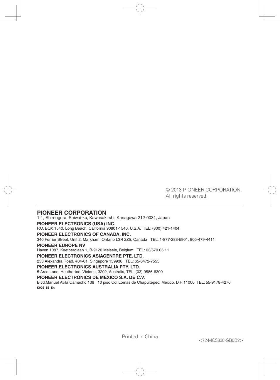 Pioneer MCS-333 User Manual | Page 76 / 76