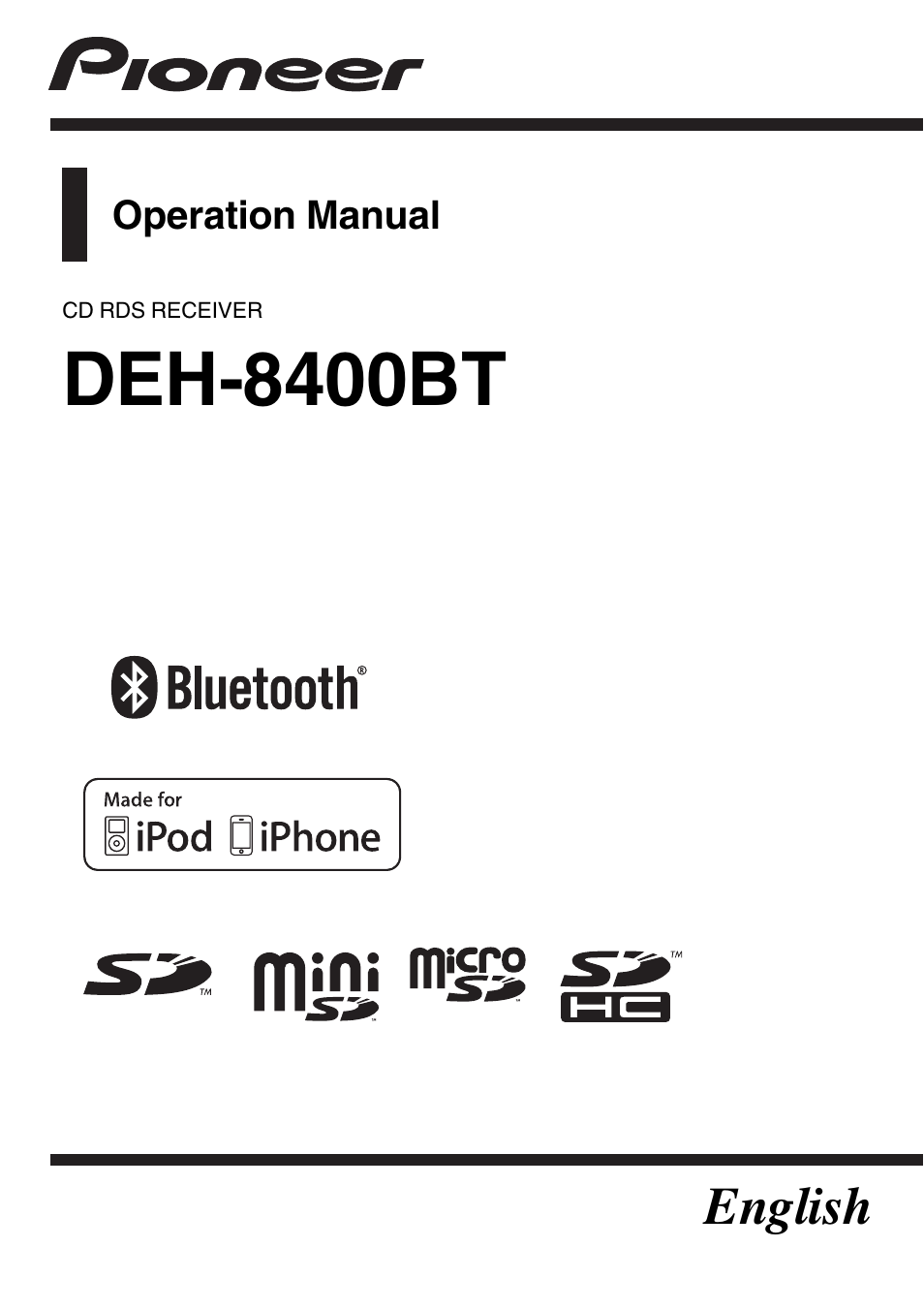 Pioneer DEH-8400BT User Manual | 36 pages