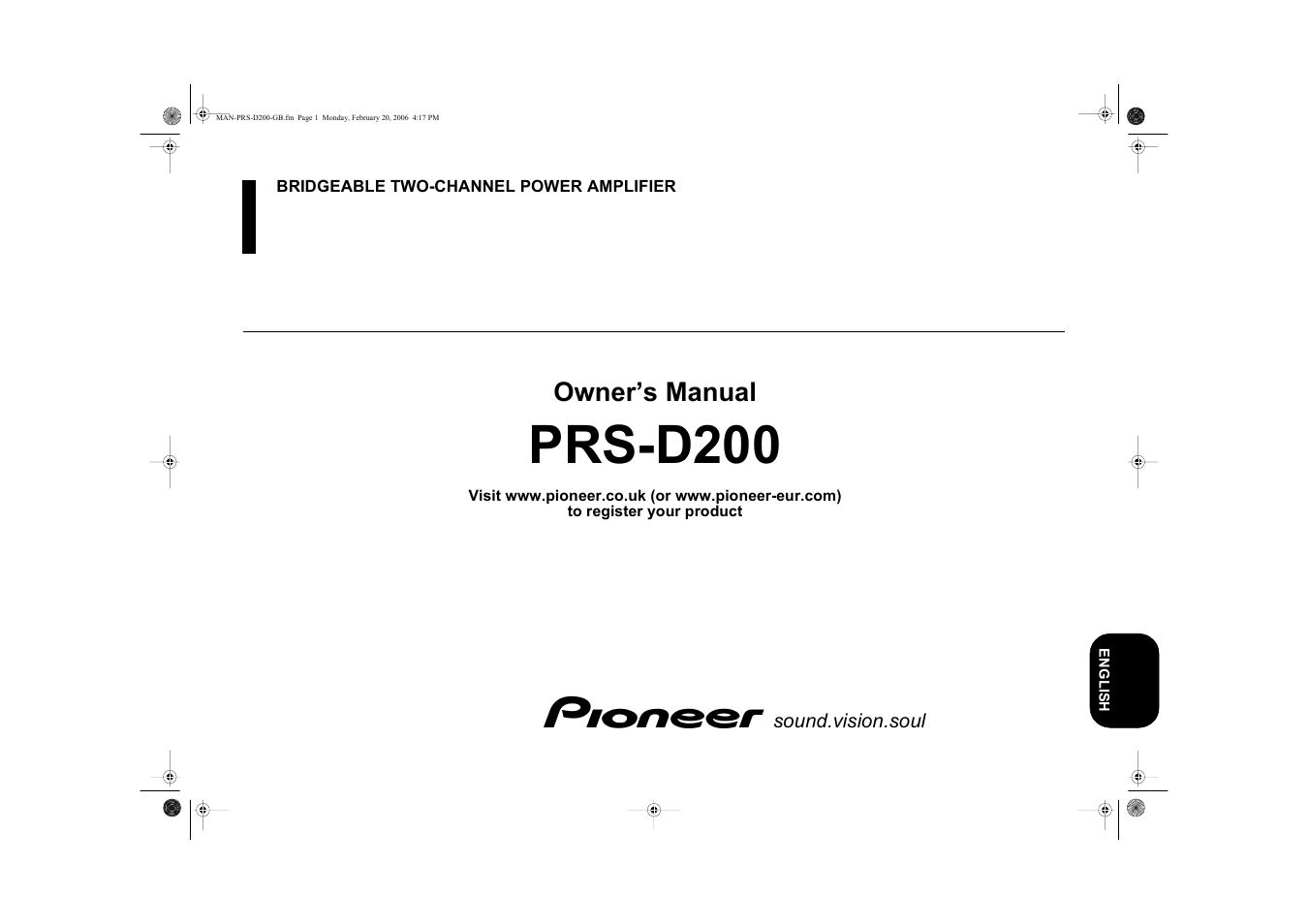 Pioneer PRS-D200 User Manual | 12 pages