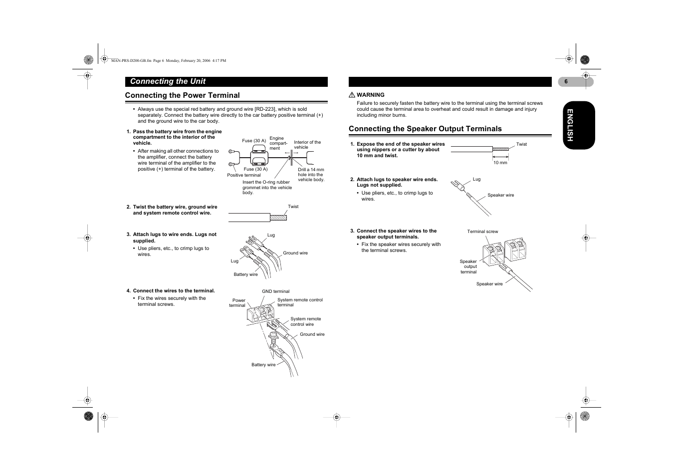 Connecting the unit | Pioneer PRS-D200 User Manual | Page 6 / 12
