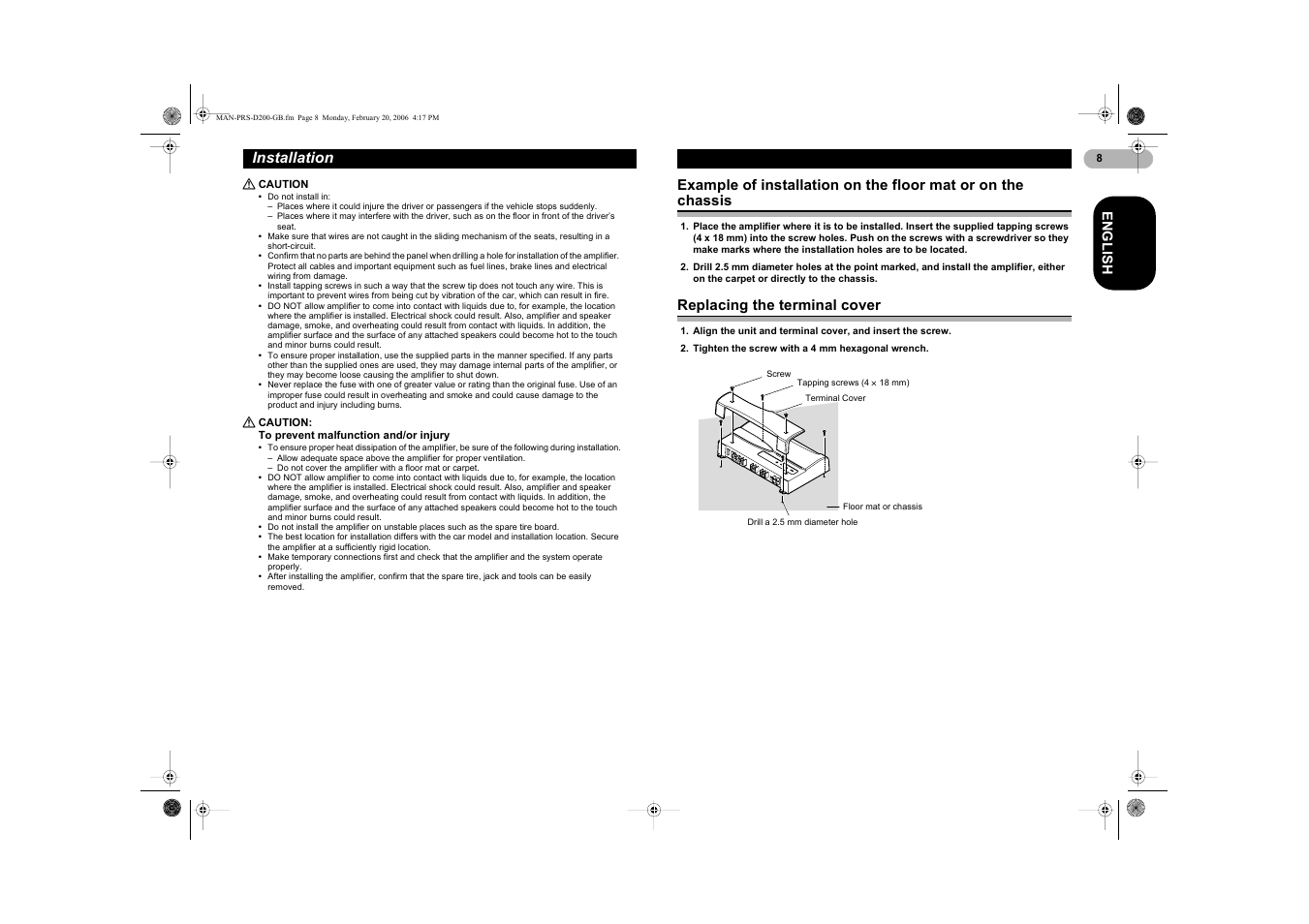Installation | Pioneer PRS-D200 User Manual | Page 8 / 12