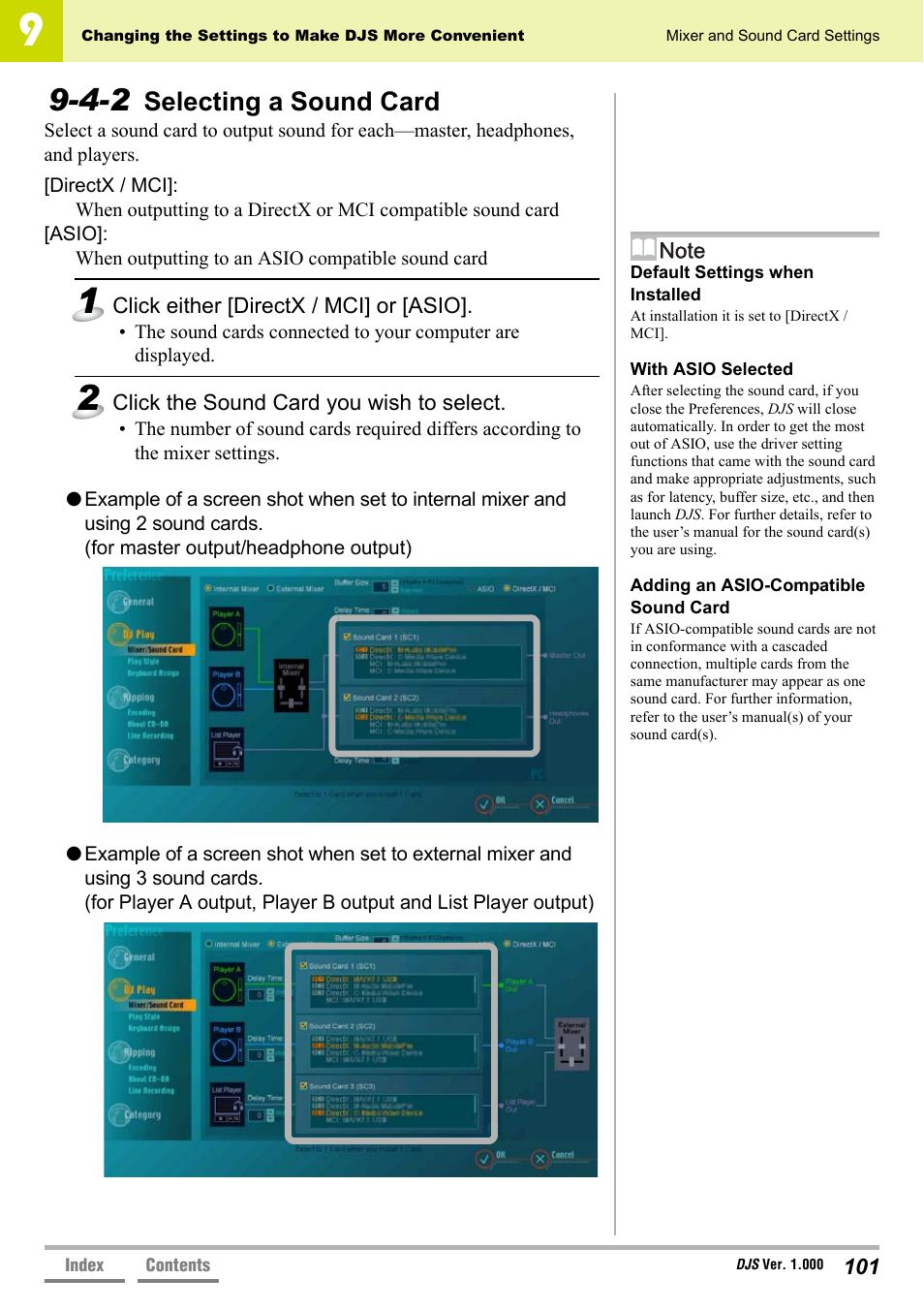 4-2 selecting a sound card, Selecting a sound card, P.101 | Pioneer DJS User Manual | Page 101 / 155