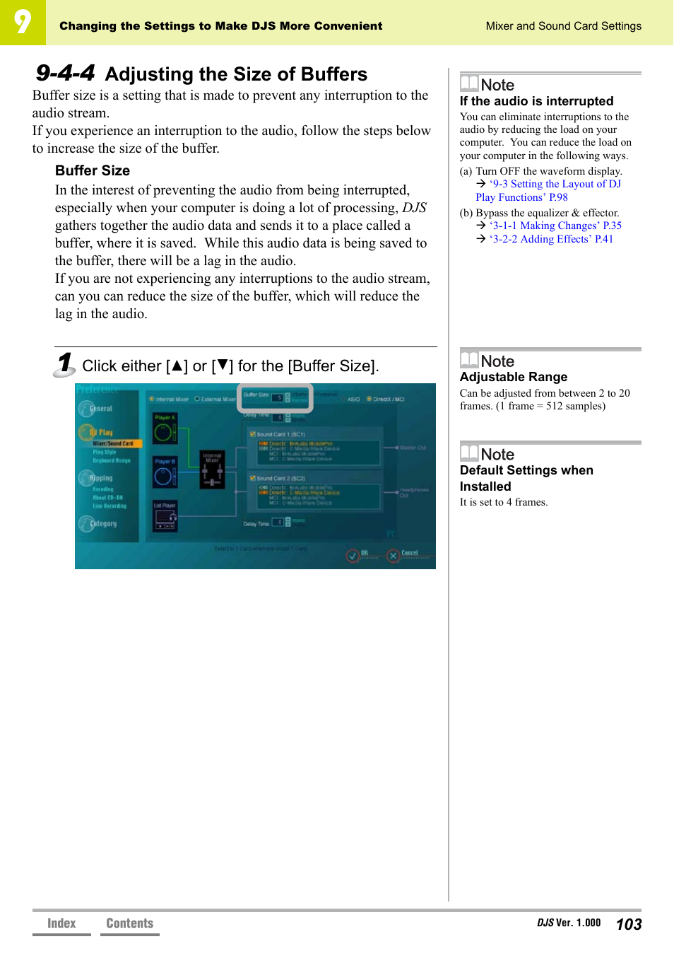 4-4 adjusting the size of buffers, Adjusting the size of buffers, P.103 | Pioneer DJS User Manual | Page 103 / 155