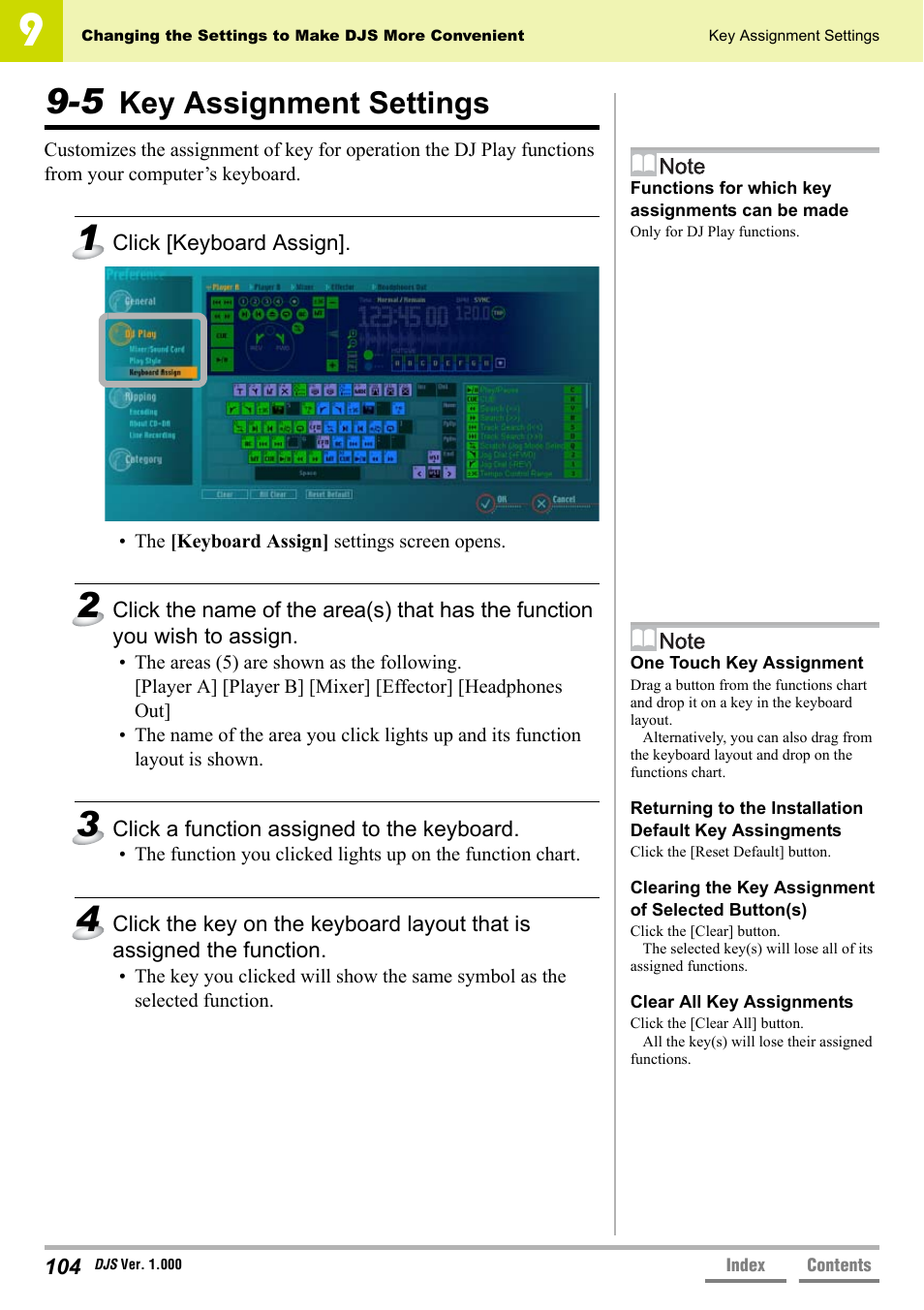 5 key assignment settings, Key assignment settings, P.104 | Pioneer DJS User Manual | Page 104 / 155