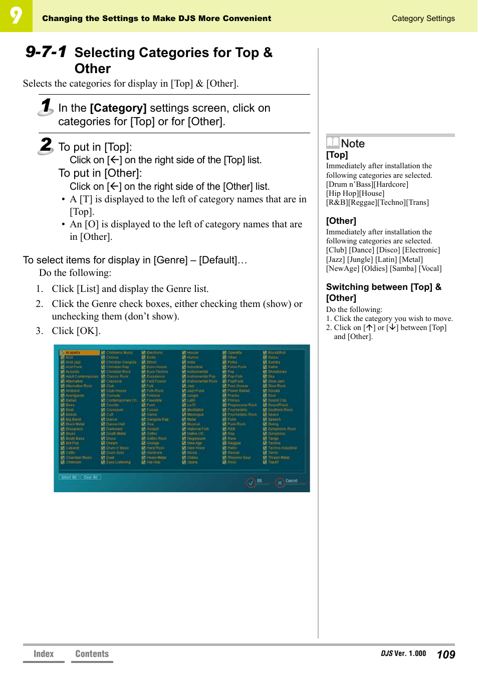 7-1 selecting categories for top & other, Selecting categories for top & other, 7-1 selecting categories for top | Other’ p.109 | Pioneer DJS User Manual | Page 109 / 155