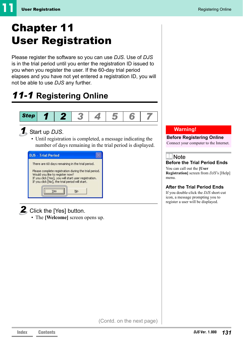 Chapter 11 user registration, 1 registering online, Chapter 11 user registration’ p.131 | P.131, Registering online | Pioneer DJS User Manual | Page 131 / 155