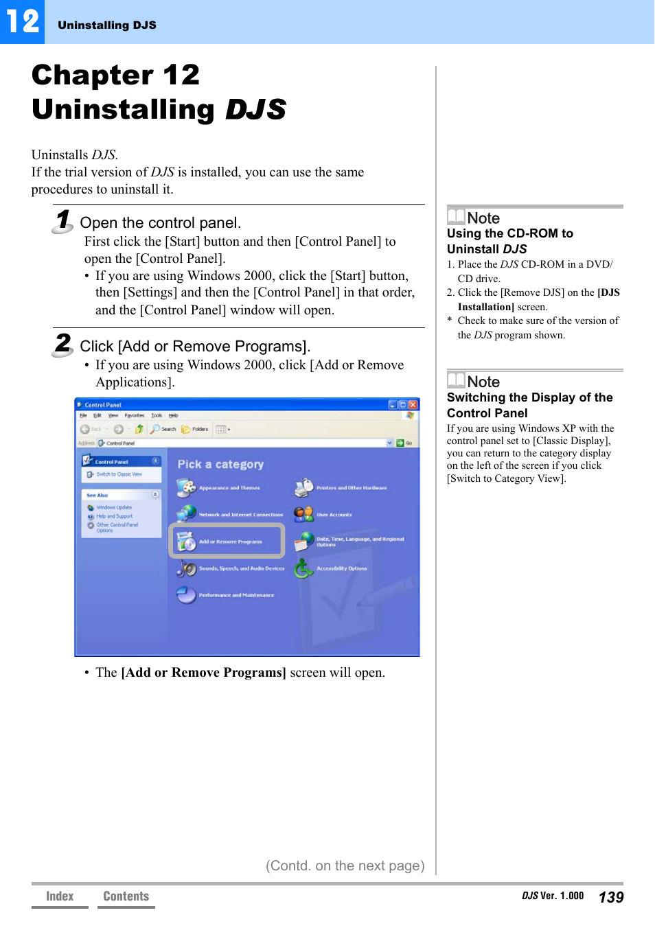 Chapter 12 uninstalling djs, P.139 | Pioneer DJS User Manual | Page 139 / 155