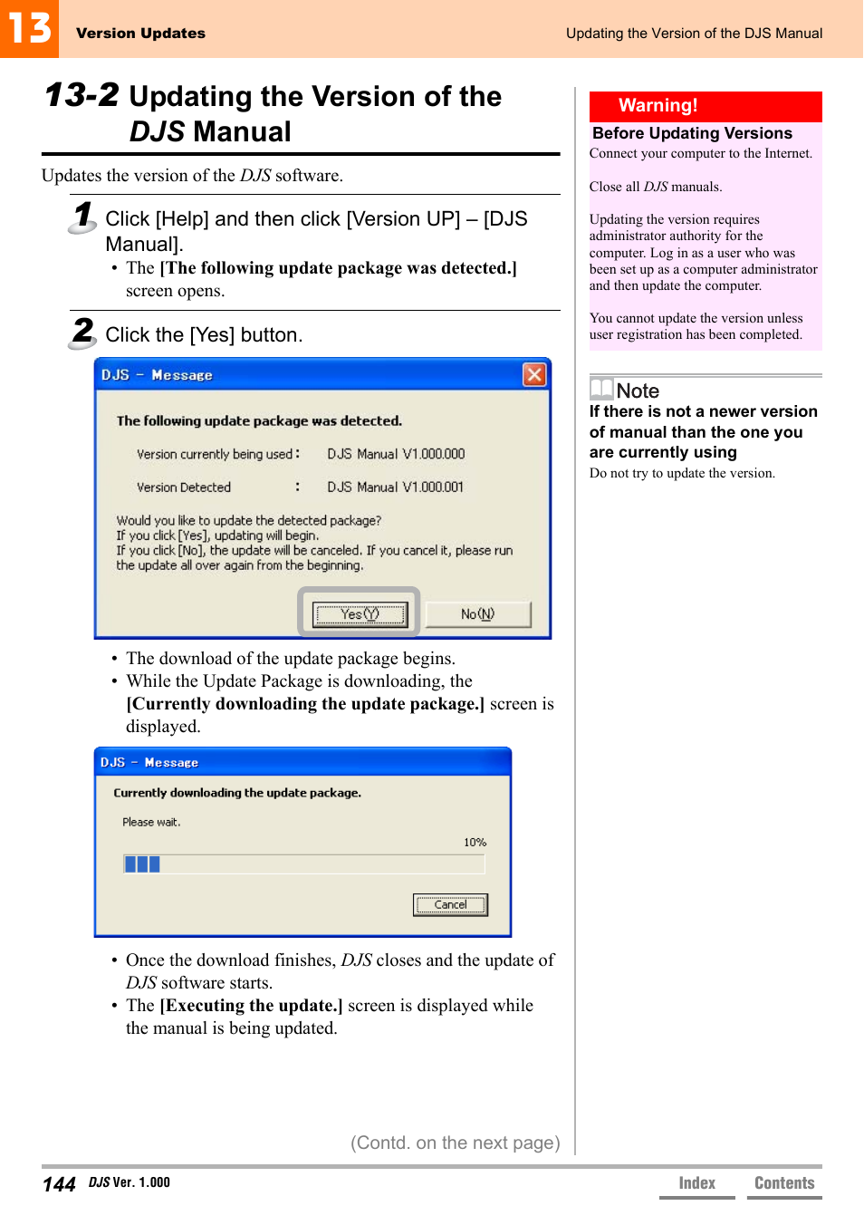 2 updating the version of the djs manual, Updating the version of the djs manual | Pioneer DJS User Manual | Page 144 / 155