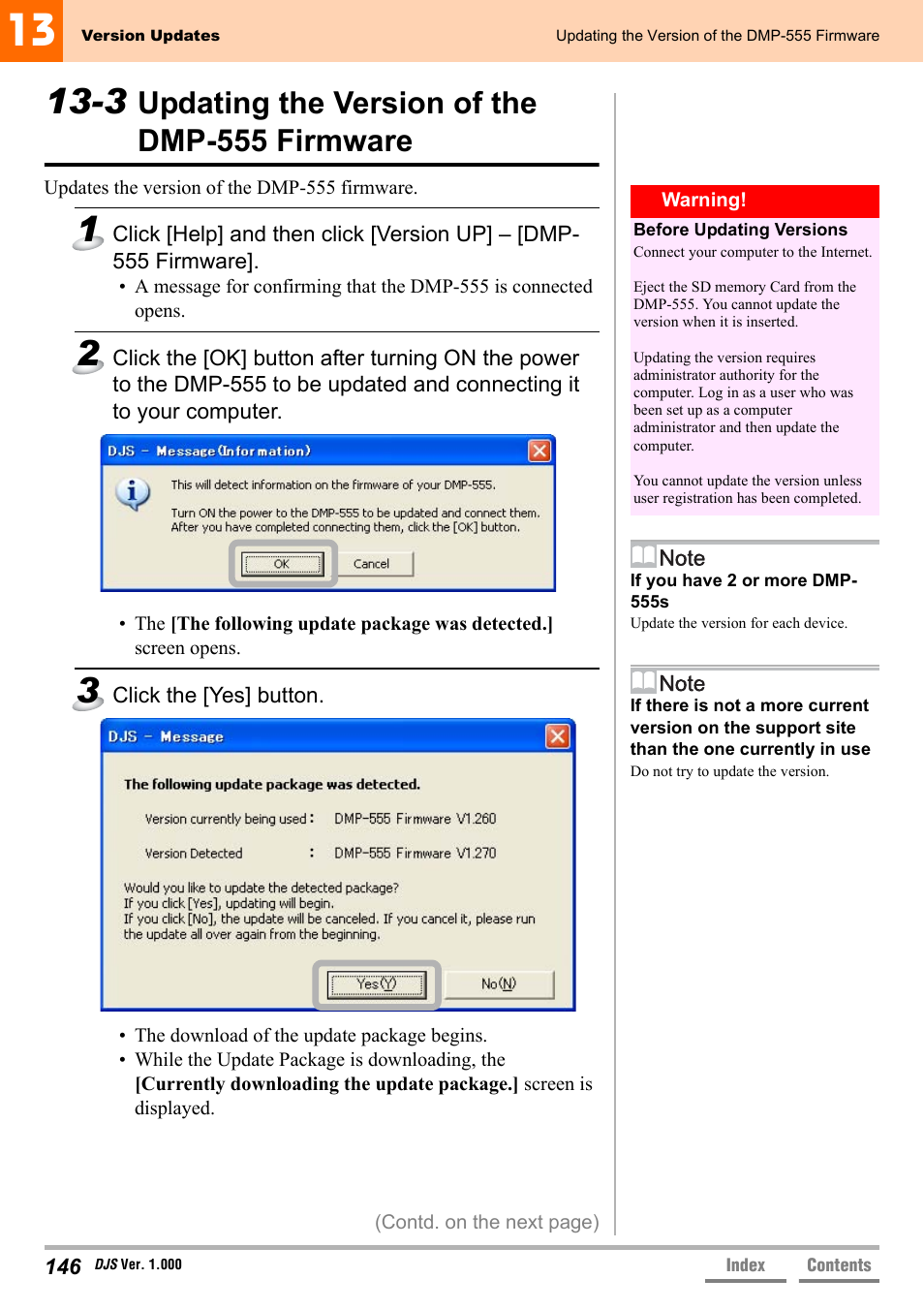 3 updating the version of the dmp-555 firmware, Updating the version of the dmp-555 firmware | Pioneer DJS User Manual | Page 146 / 155