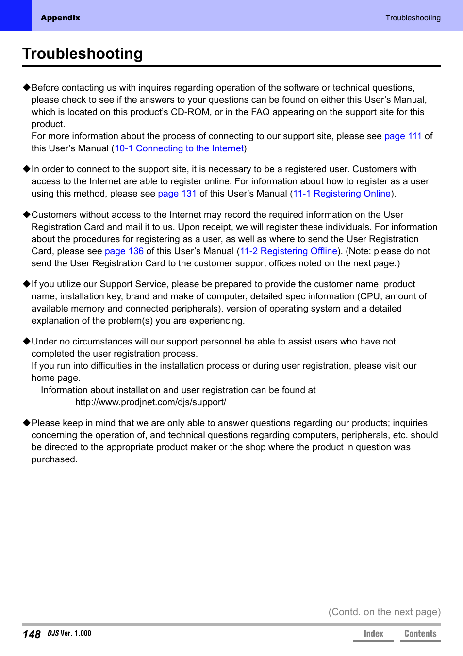 Troubleshooting, Troubleshooting’ p.148 | Pioneer DJS User Manual | Page 148 / 155