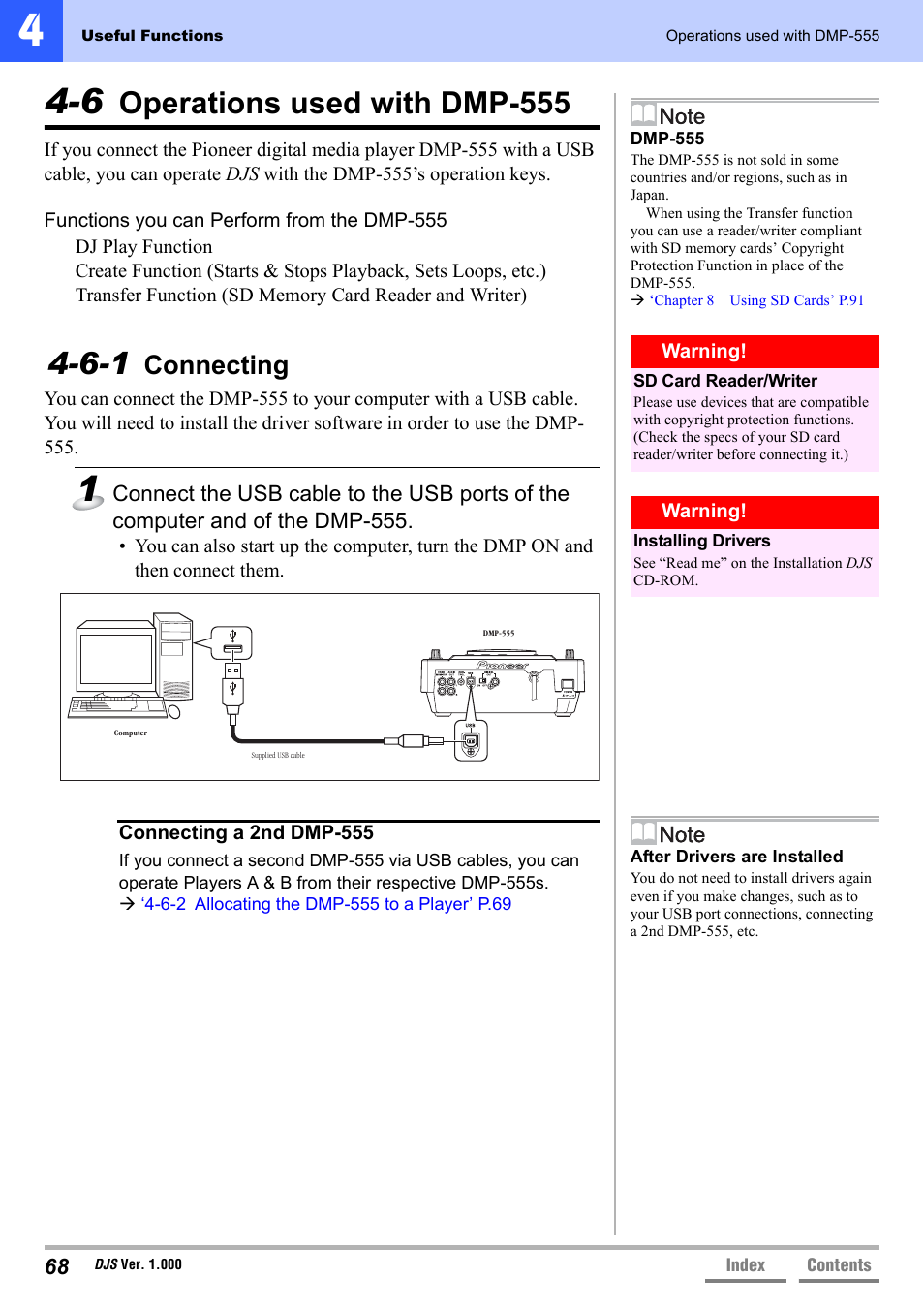 6 operations used with dmp-555, 6-1 connecting, Operations used with dmp-555 | Connecting | Pioneer DJS User Manual | Page 68 / 155
