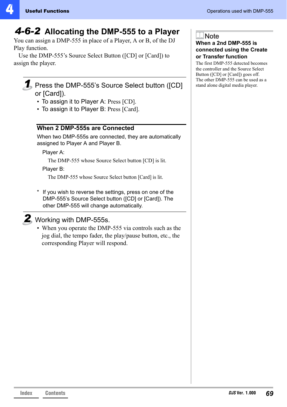 6-2 allocating the dmp-555 to a player, Allocating the dmp-555 to a player, 6-2 allocating the dmp-555 to a player’ p.69 | Pioneer DJS User Manual | Page 69 / 155