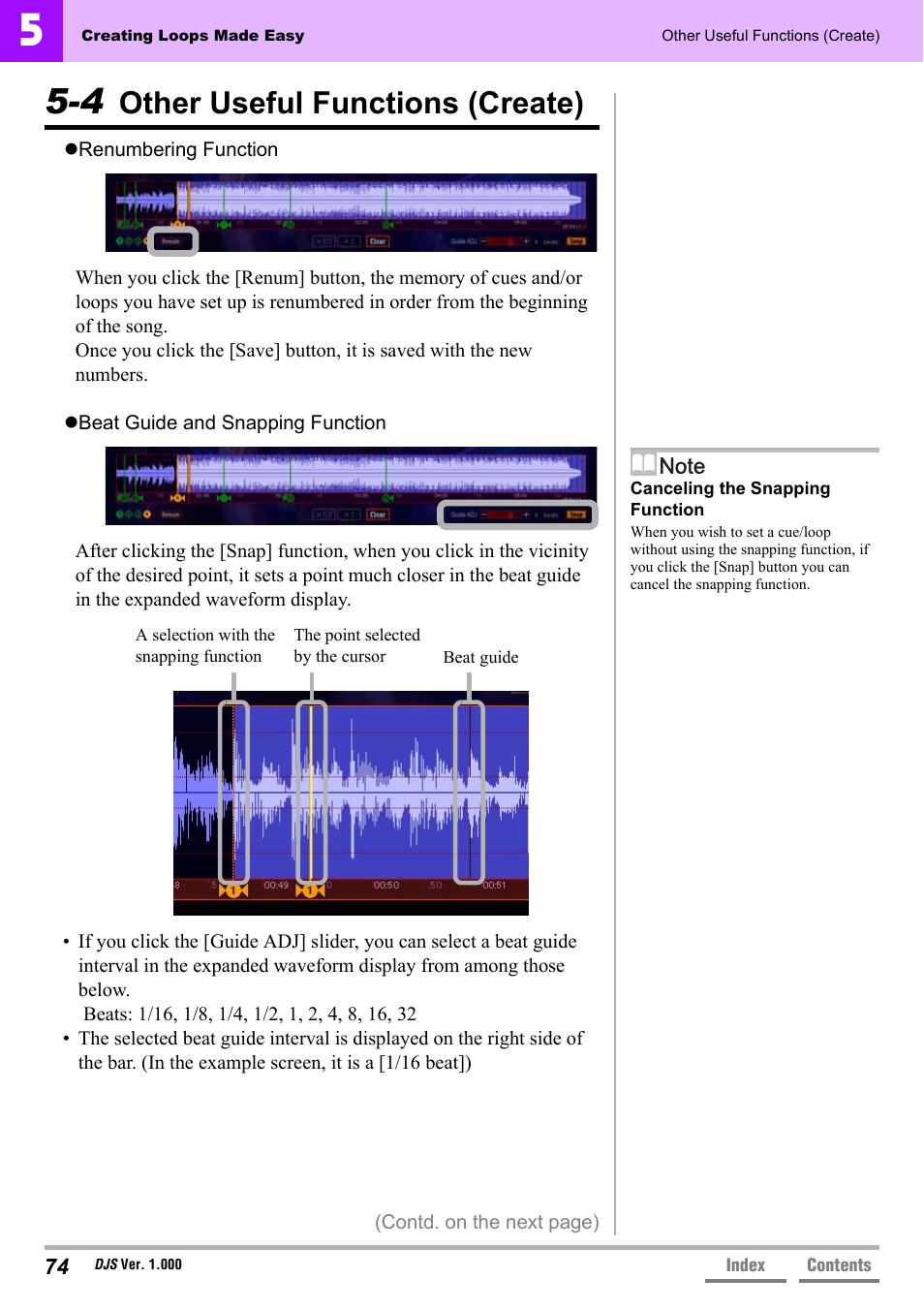 4 other useful functions (create), Other useful functions (create), 4 other useful functions | Create)’ p.74 | Pioneer DJS User Manual | Page 74 / 155