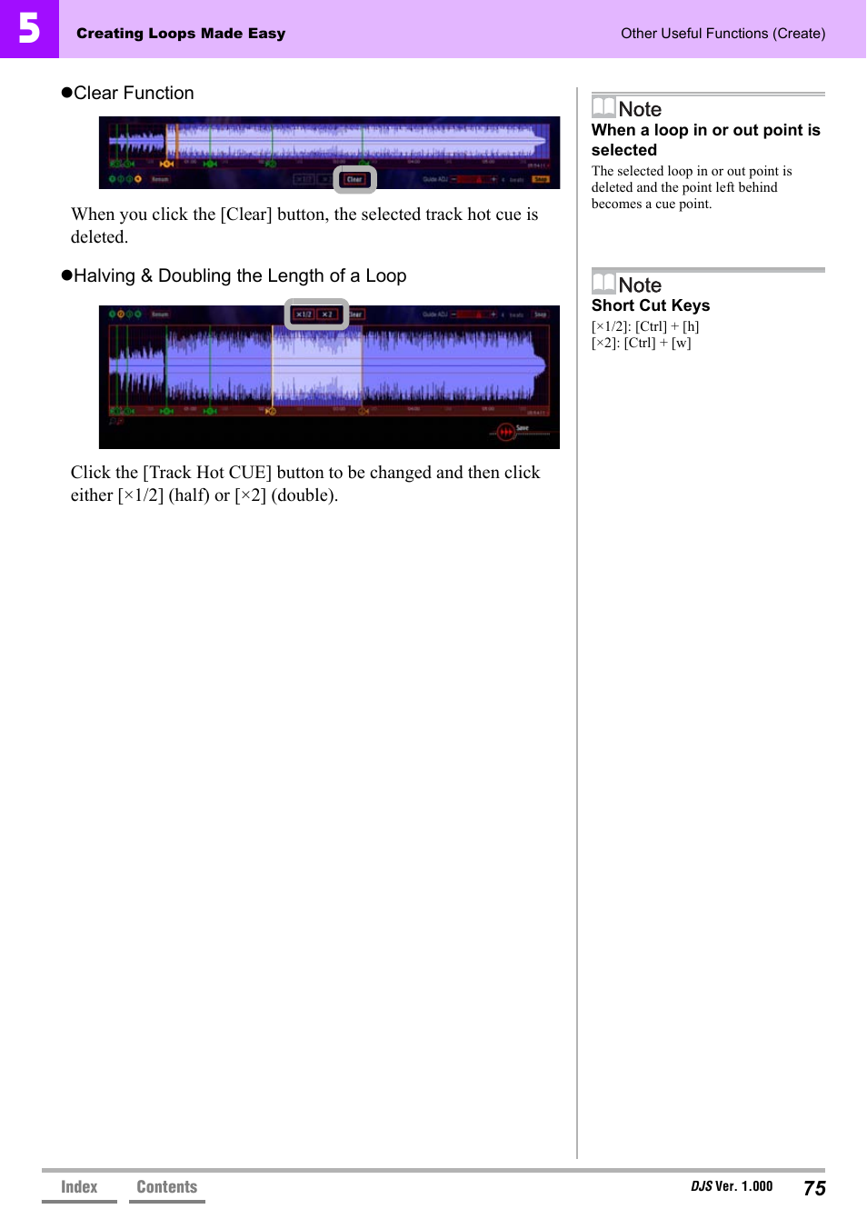 Clear function’ p.75 | Pioneer DJS User Manual | Page 75 / 155