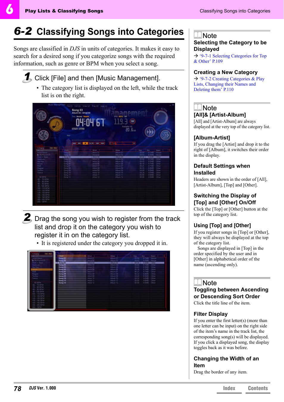 2 classifying songs into categories, Classifying songs into categories | Pioneer DJS User Manual | Page 78 / 155