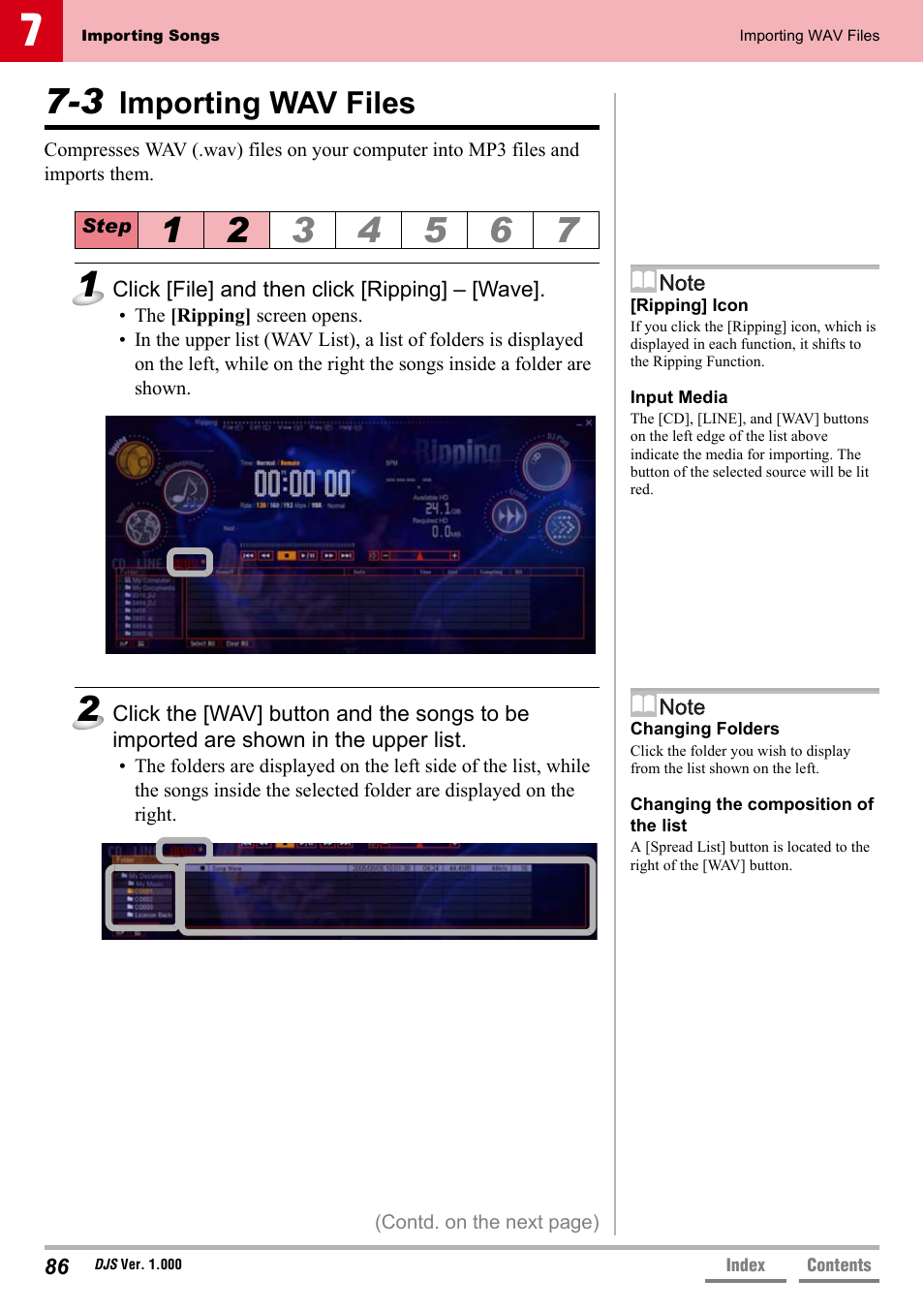 3 importing wav files, Importing wav files | Pioneer DJS User Manual | Page 86 / 155