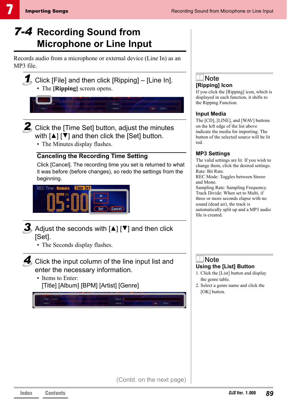 4 recording sound from microphone or line input, Recording sound from microphone or line input | Pioneer DJS User Manual | Page 89 / 155