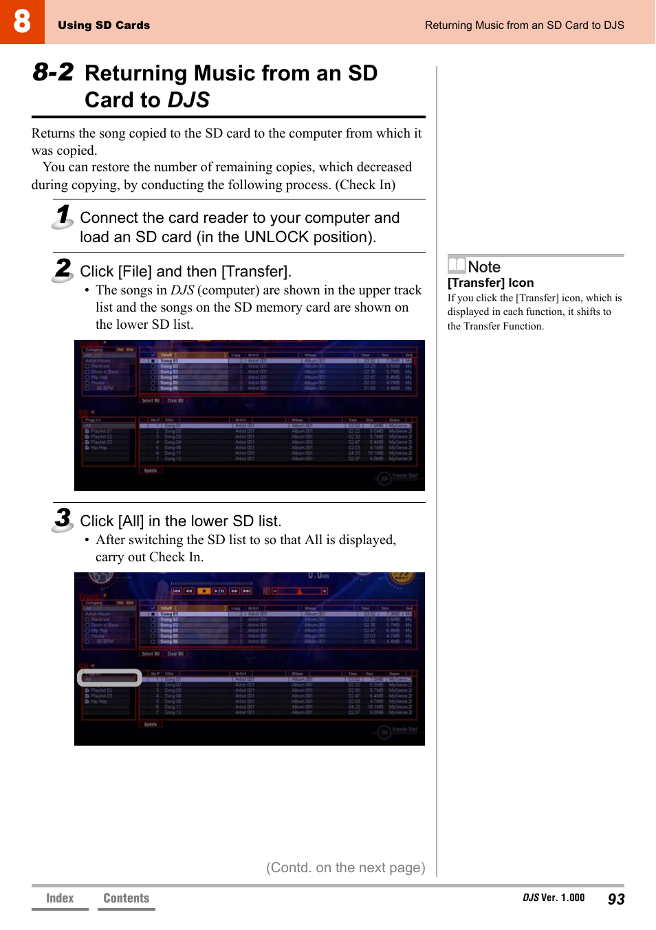 2 returning music from an sd card to djs, Returning music from an sd card to djs | Pioneer DJS User Manual | Page 93 / 155