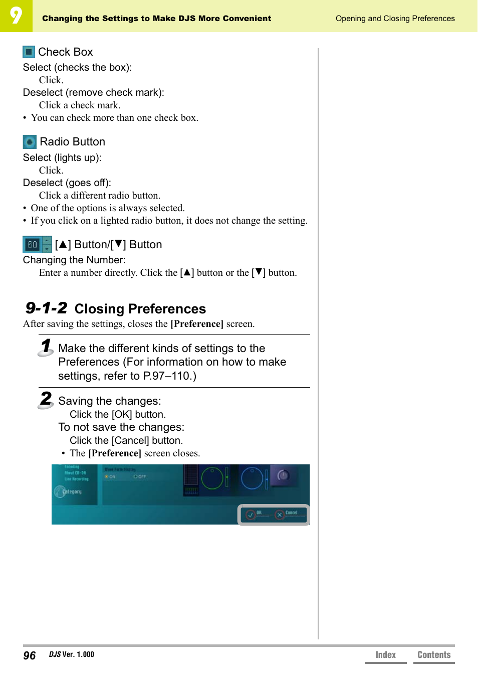 1-2 closing preferences, Closing preferences | Pioneer DJS User Manual | Page 96 / 155