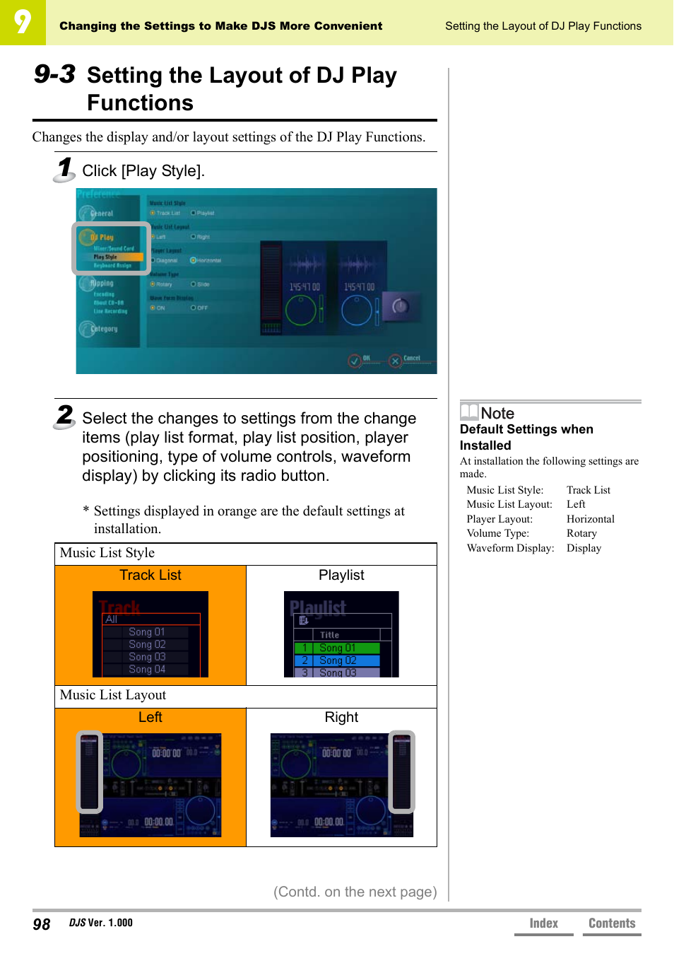 3 setting the layout of dj play functions, Setting the layout of dj play functions, 3 setting the layout of dj play | Functions’ p.98, 3 setting the layout of dj play functions’ p.98 | Pioneer DJS User Manual | Page 98 / 155