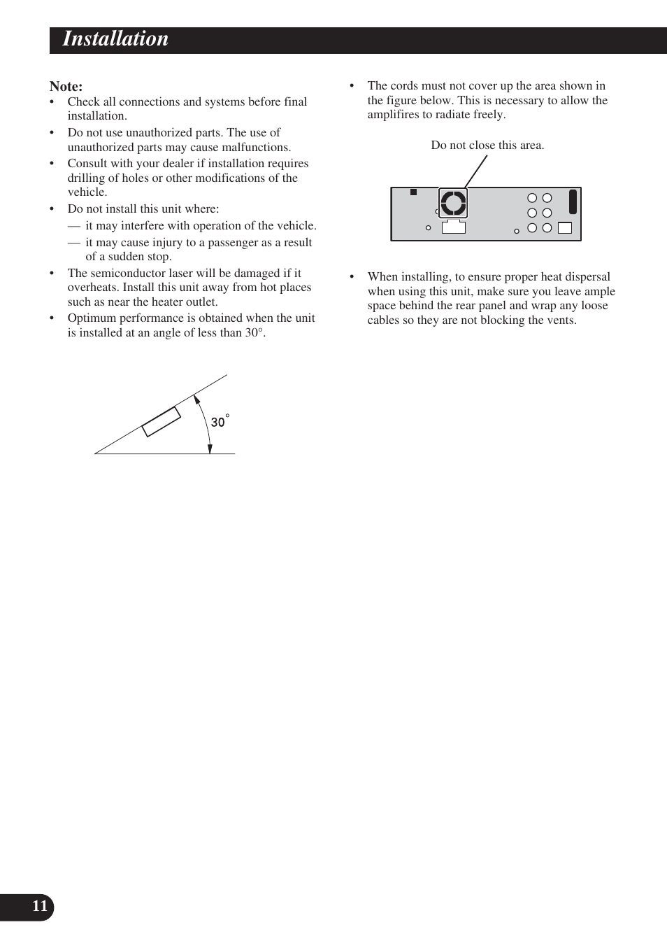 Installation | Pioneer DVH-P5000UB User Manual | Page 12 / 85