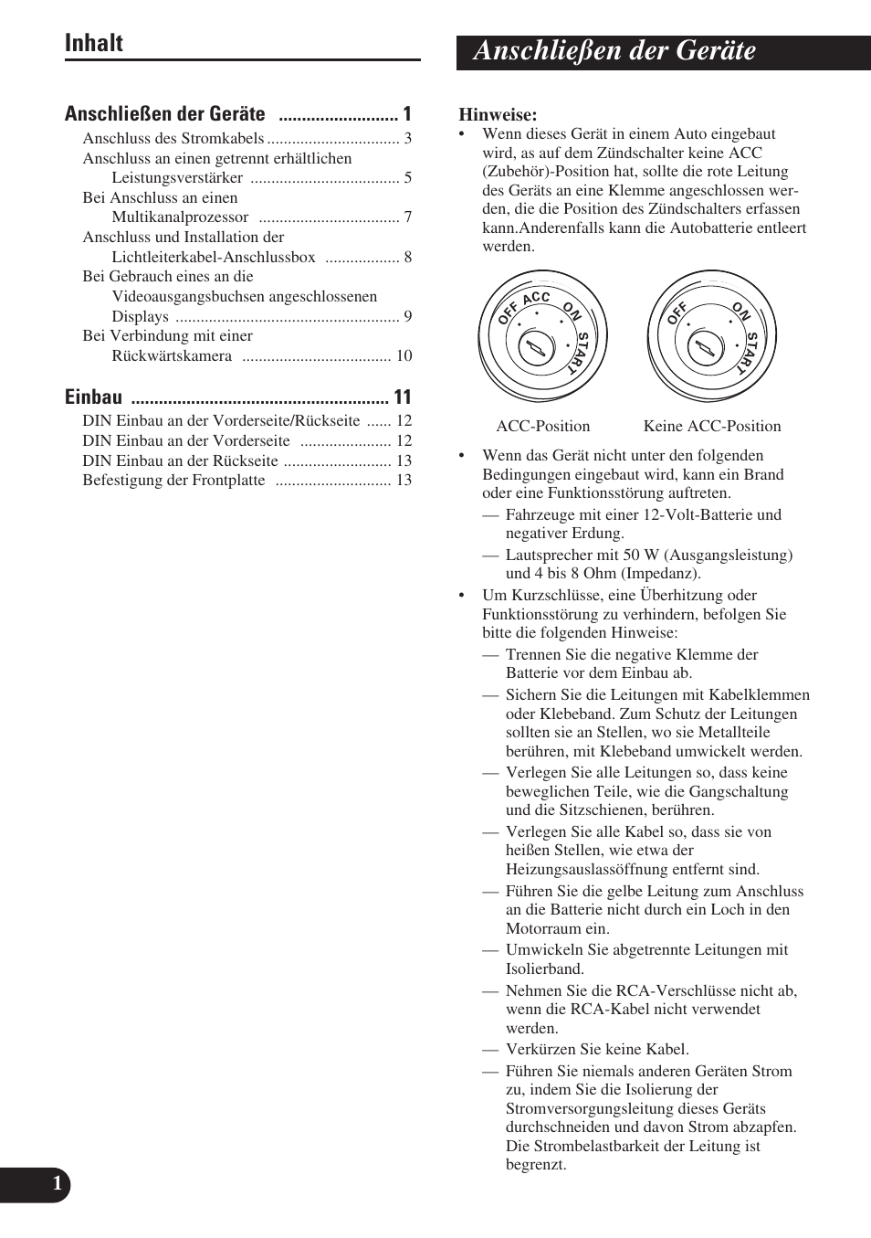 Deutsch, Anschließen der geräte, Inhalt | 1anschließen der geräte, Einbau | Pioneer DVH-P5000UB User Manual | Page 30 / 85