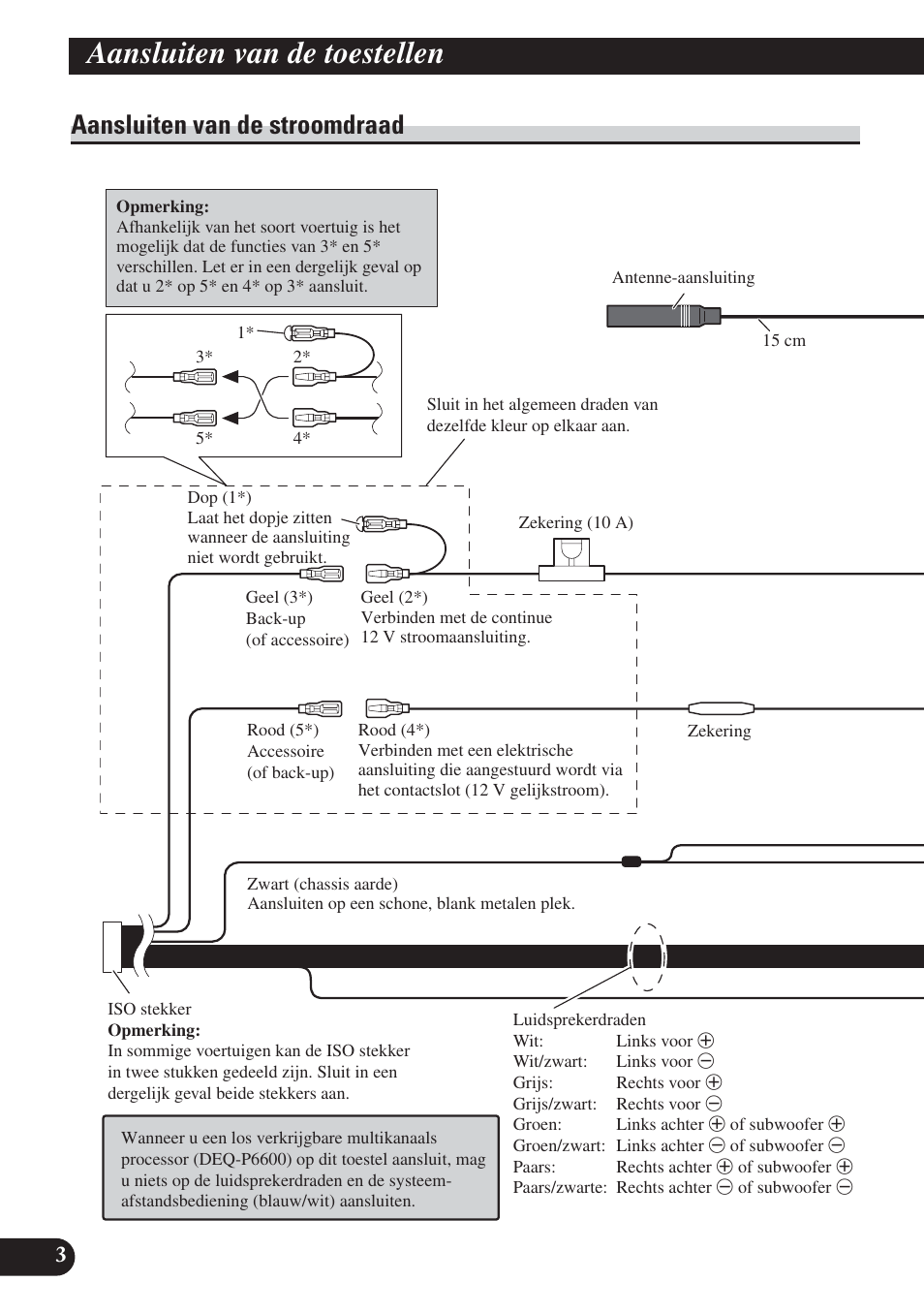 Aansluiten van de stroomdraad, Aansluiten van de toestellen | Pioneer DVH-P5000UB User Manual | Page 74 / 85