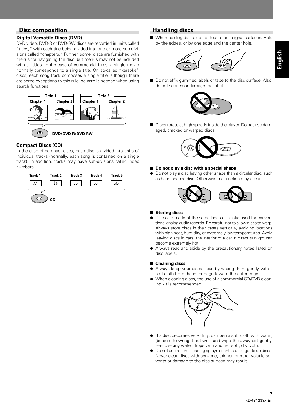 English disc composition, Handling discs | Pioneer DVJ-X1 User Manual | Page 11 / 308