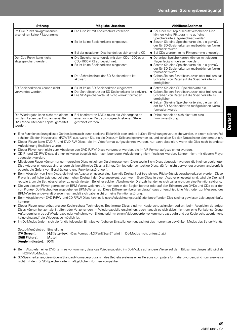 Deutsch, Sonstiges (störungsbeseitigung) | Pioneer DVJ-X1 User Manual | Page 155 / 308