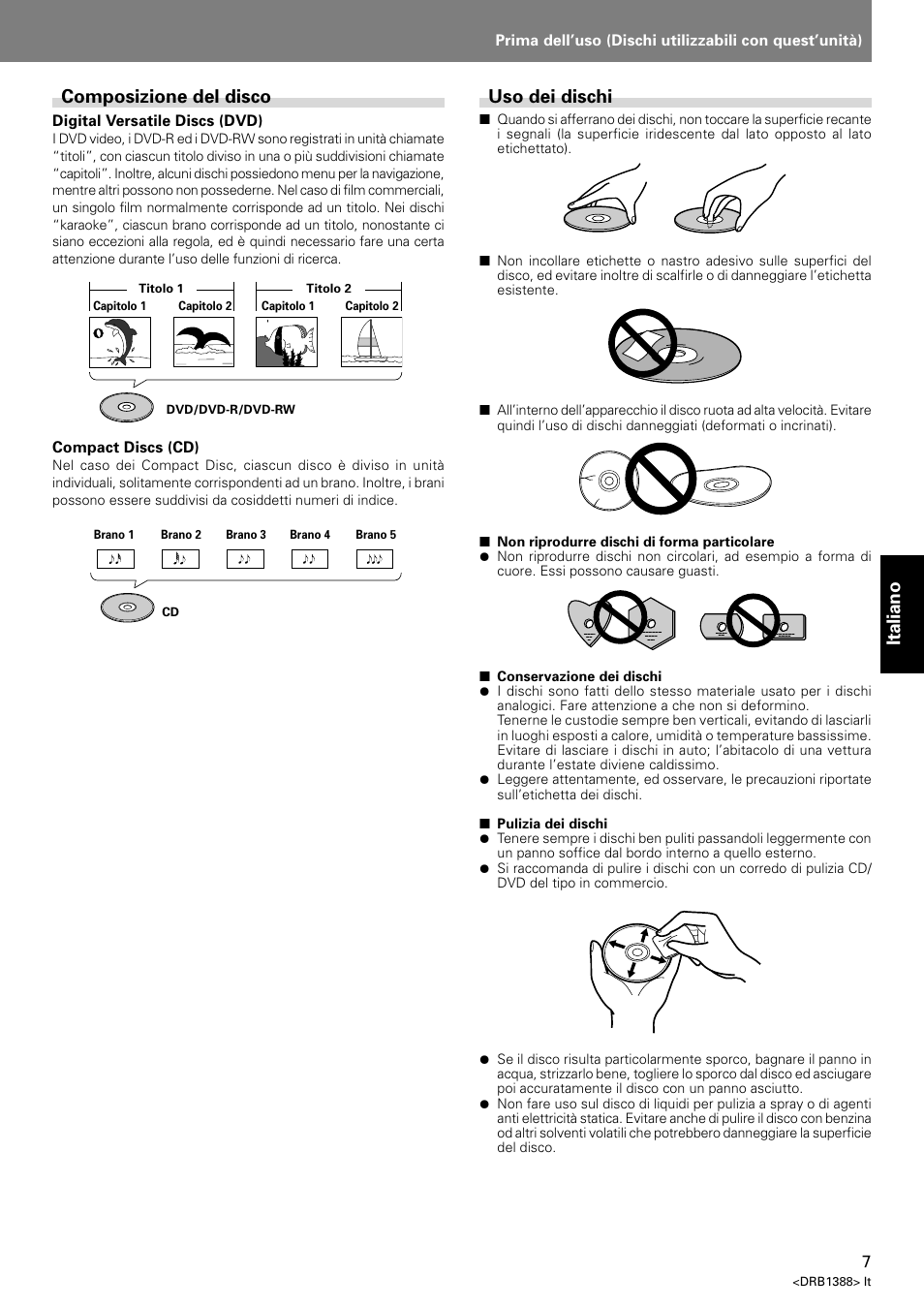 Italiano, Uso dei dischi, Composizione del disco | Pioneer DVJ-X1 User Manual | Page 165 / 308