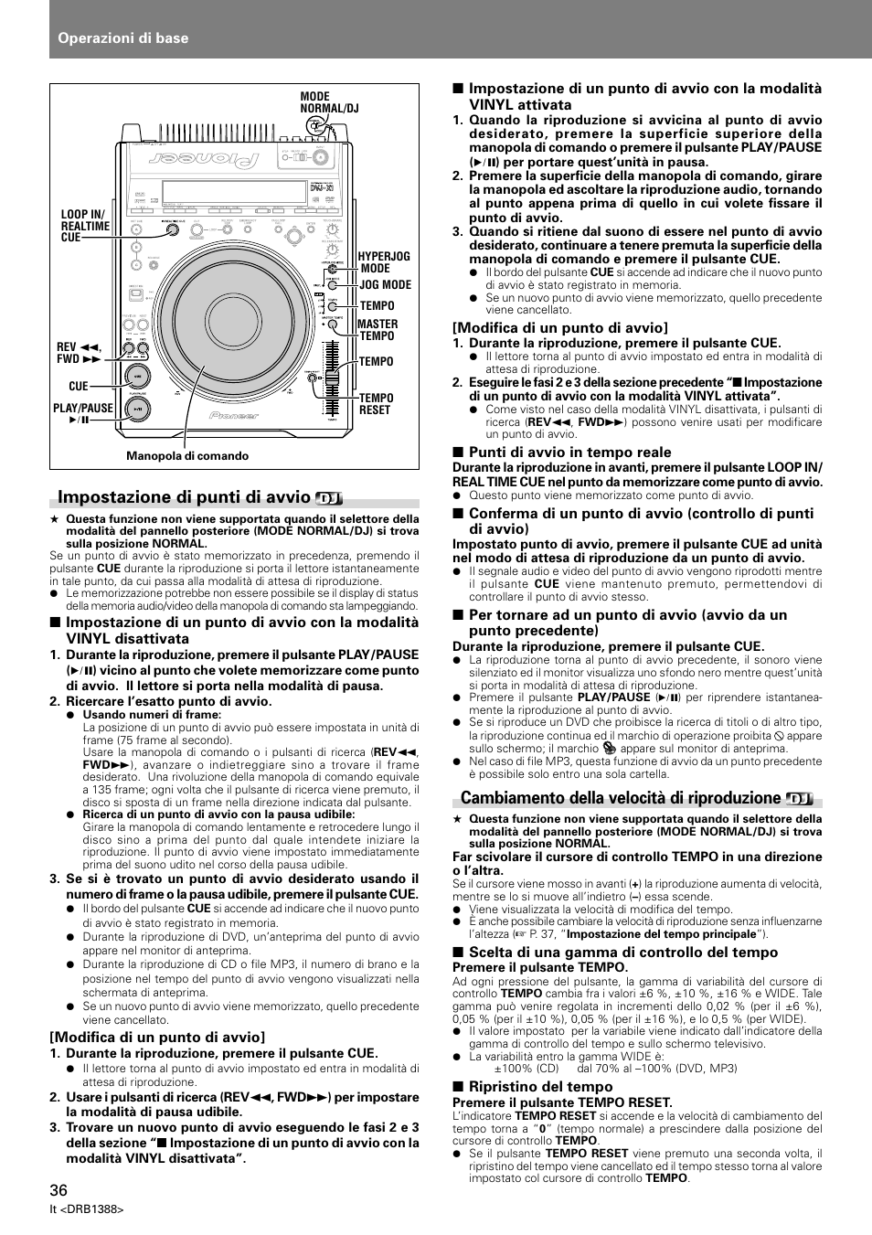 Impostazione di punti di avvio, Cambiamento della velocità di riproduzione | Pioneer DVJ-X1 User Manual | Page 194 / 308