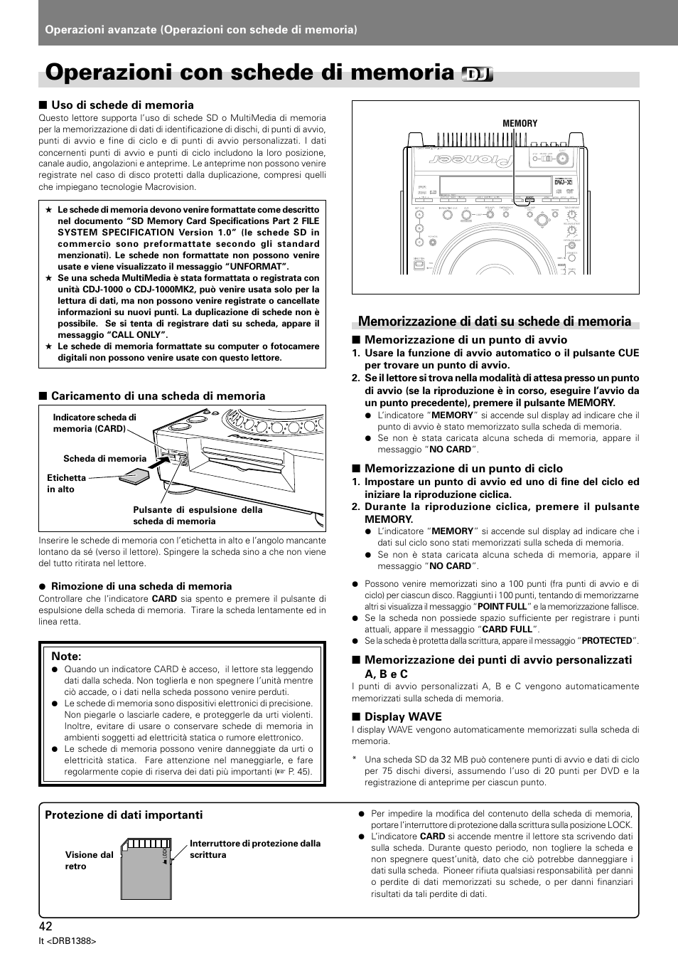 Operazioni con schede di memoria, Memorizzazione di dati su schede di memoria | Pioneer DVJ-X1 User Manual | Page 200 / 308