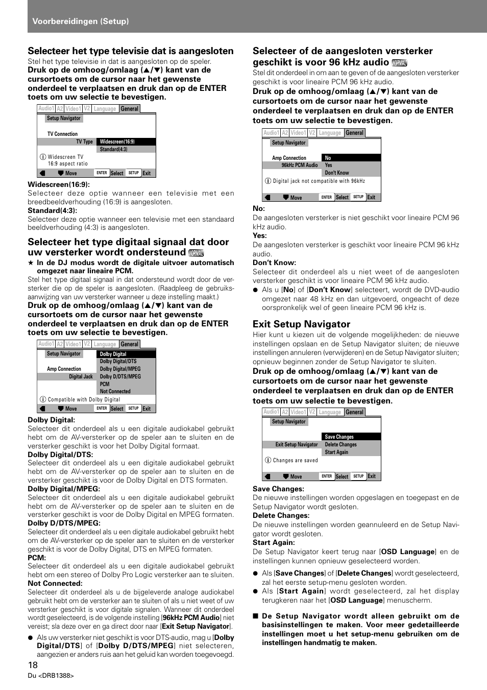 Selecteer het type televisie dat is aangesloten, Exit setup navigator, Voorbereidingen (setup) | Pioneer DVJ-X1 User Manual | Page 226 / 308