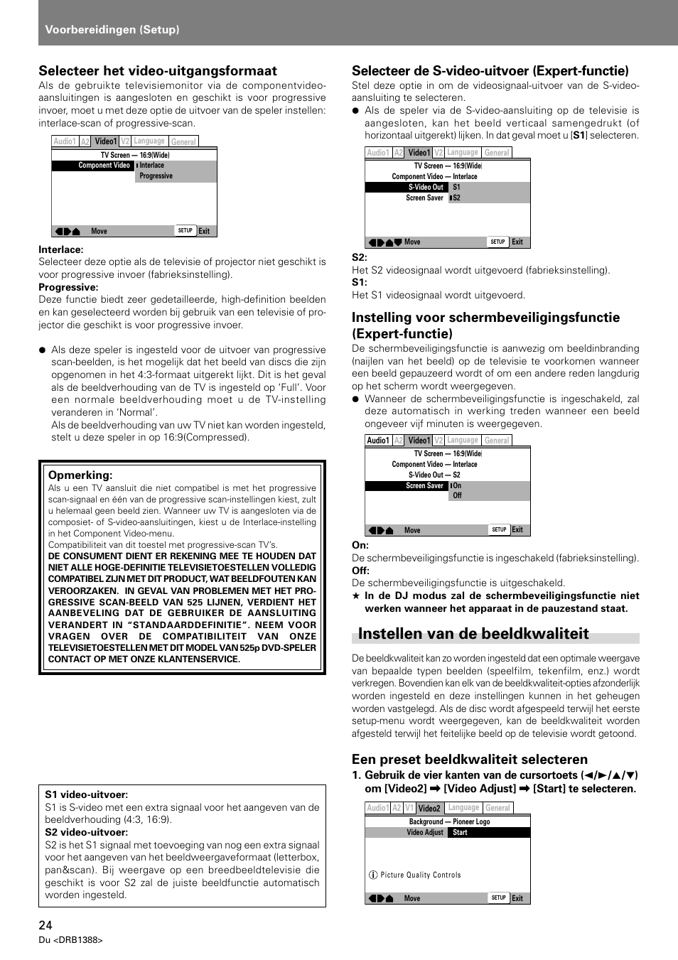 Instellen van de beeldkwaliteit, Selecteer het video-uitgangsformaat, Selecteer de s-video-uitvoer (expert-functie) | Een preset beeldkwaliteit selecteren | Pioneer DVJ-X1 User Manual | Page 232 / 308