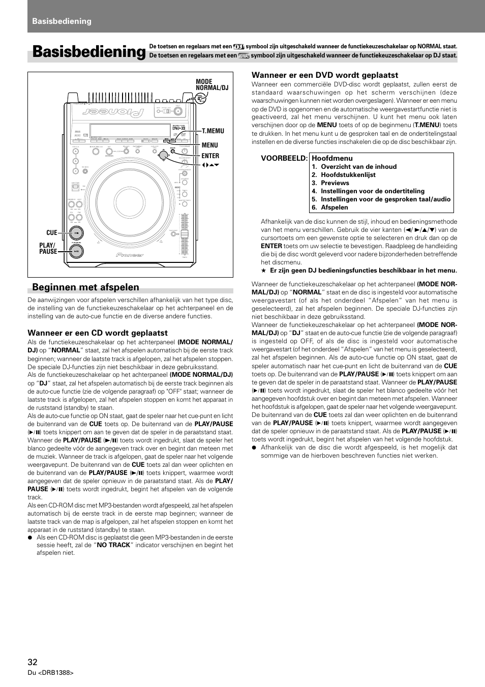 Basisbediening, Beginnen met afspelen | Pioneer DVJ-X1 User Manual | Page 240 / 308