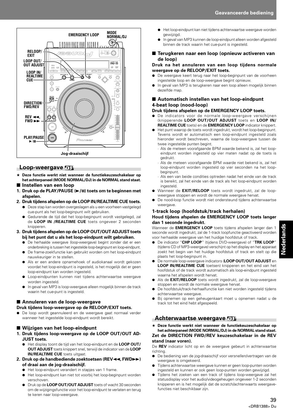 Loop-weergave achterwaartse weergave, Nederlands loop-weergave, Achterwaartse weergave | Pioneer DVJ-X1 User Manual | Page 247 / 308