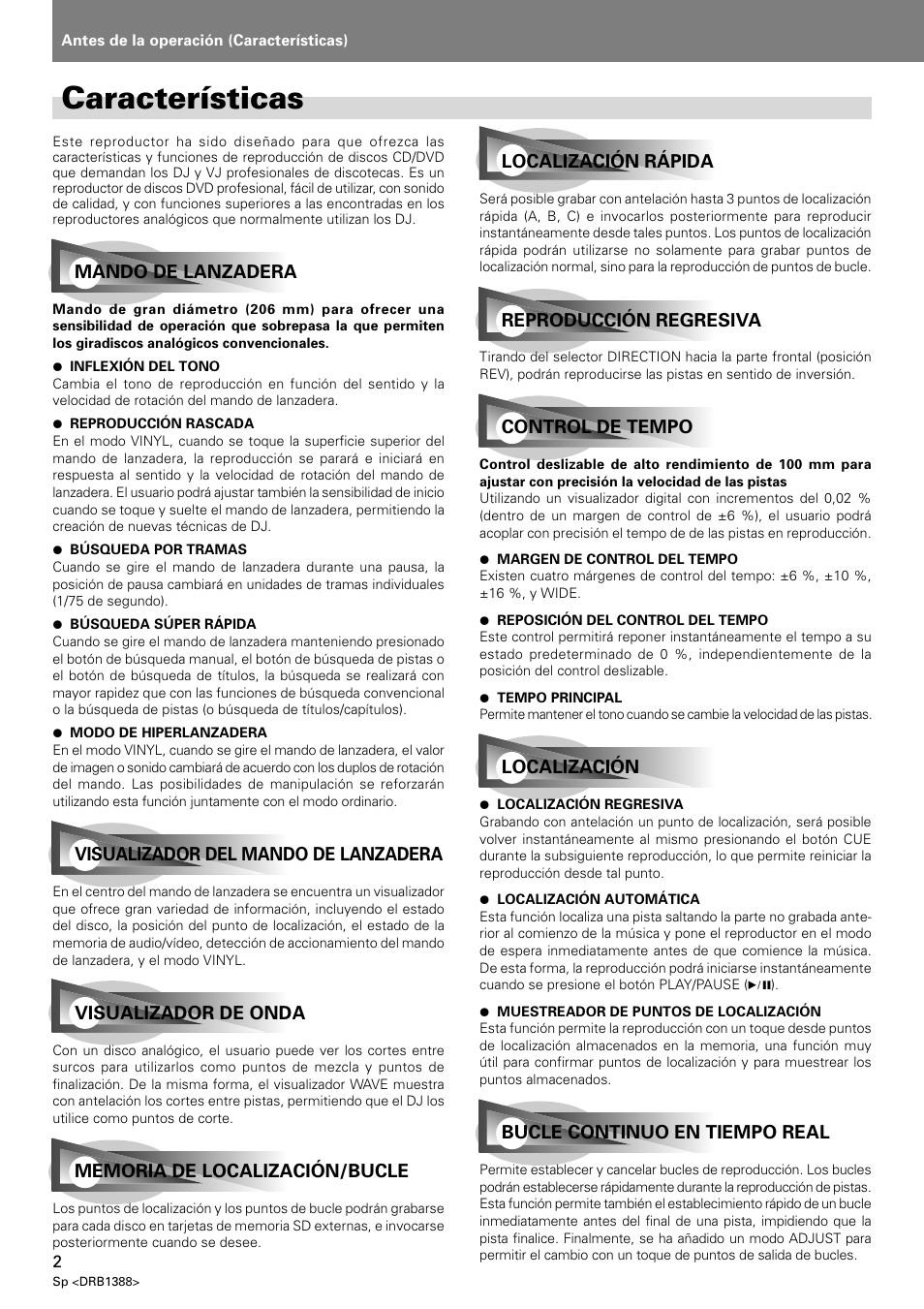 Características | Pioneer DVJ-X1 User Manual | Page 260 / 308