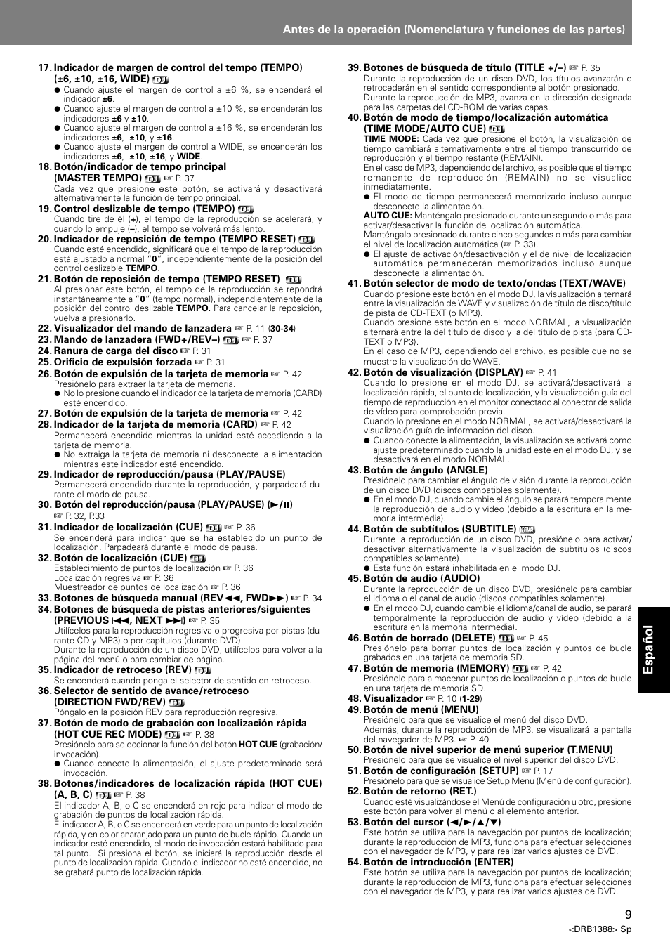 Espa ñ ol | Pioneer DVJ-X1 User Manual | Page 267 / 308