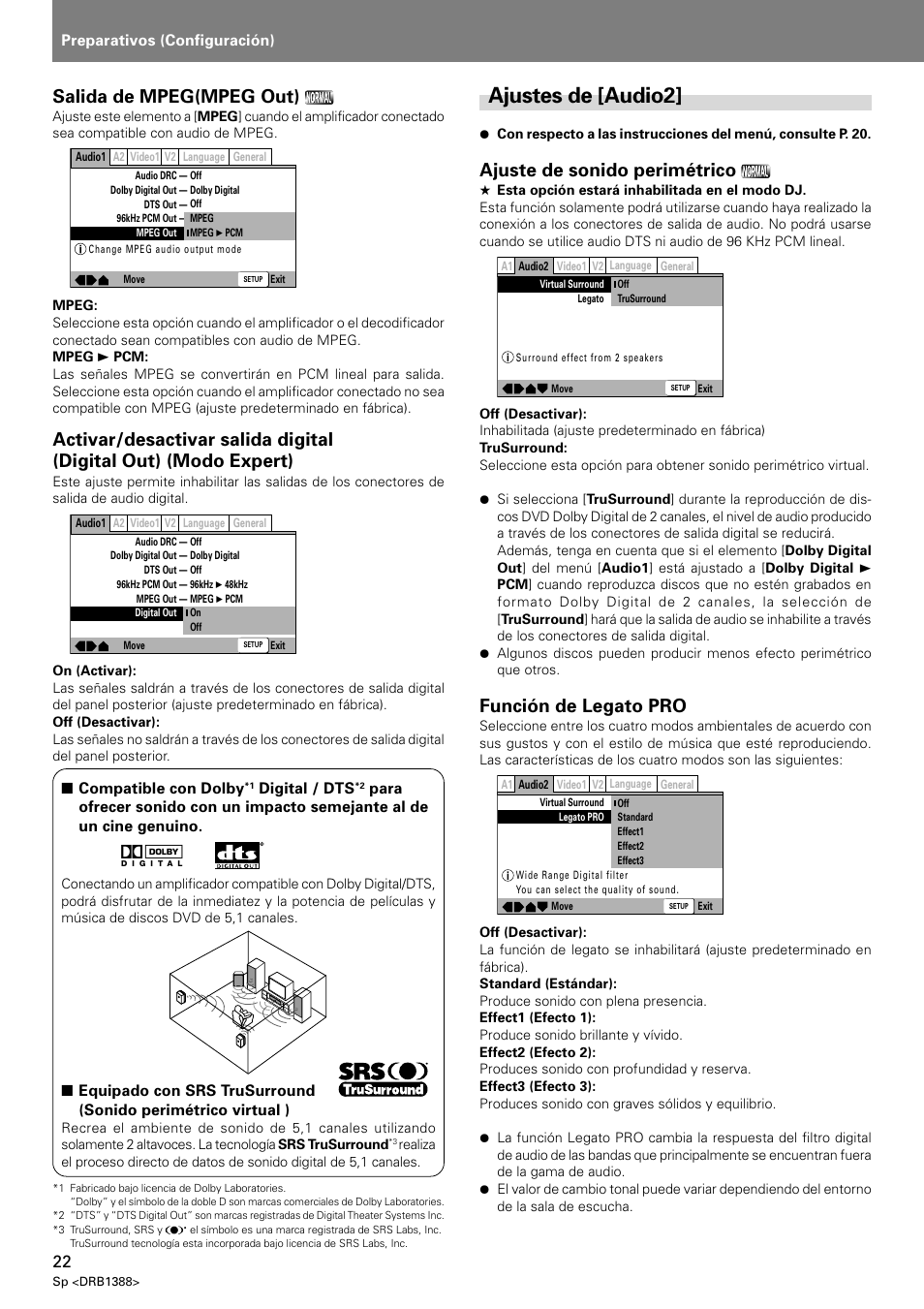 Ajustes de [audio2, Salida de mpeg(mpeg out), Ajuste de sonido perimétrico | Función de legato pro | Pioneer DVJ-X1 User Manual | Page 280 / 308