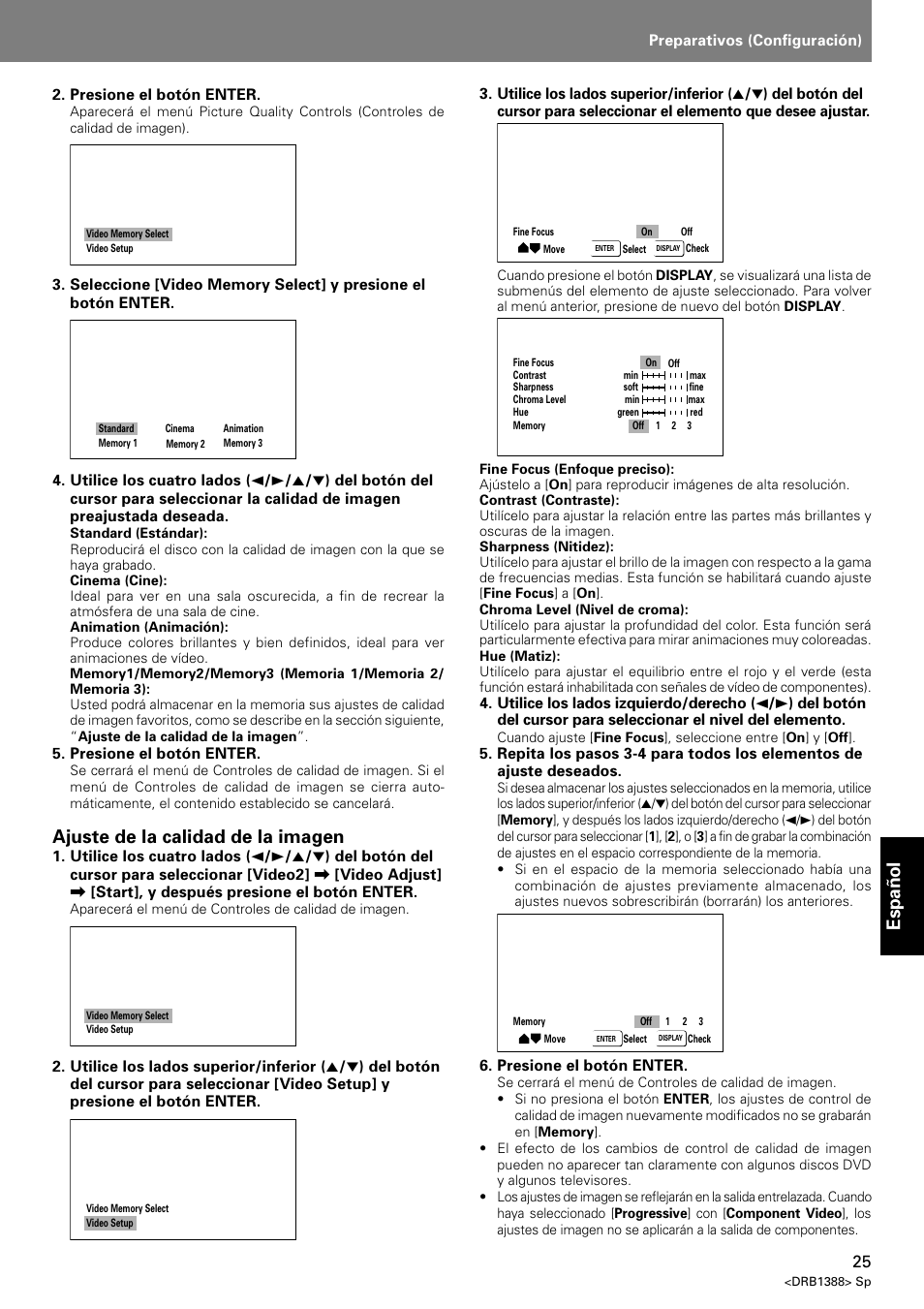 Español, Ajuste de la calidad de la imagen | Pioneer DVJ-X1 User Manual | Page 283 / 308