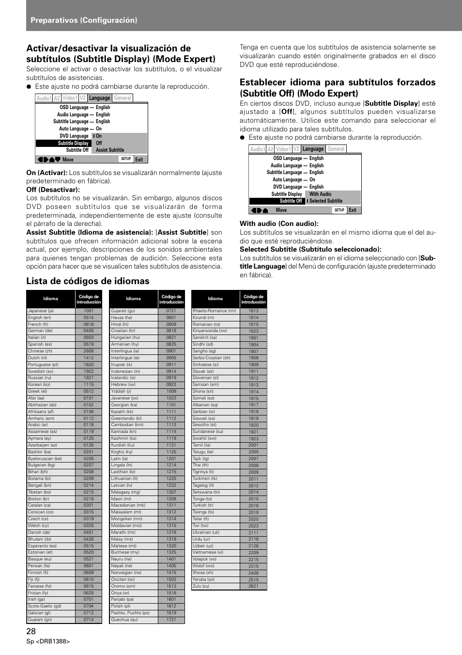 Lista de códigos de idiomas, Preparativos (configuración) | Pioneer DVJ-X1 User Manual | Page 286 / 308