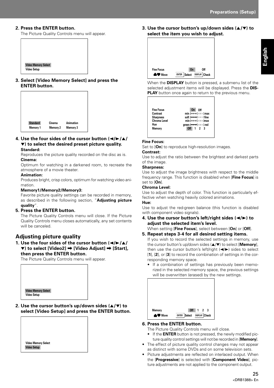 English, Adjusting picture quality | Pioneer DVJ-X1 User Manual | Page 29 / 308